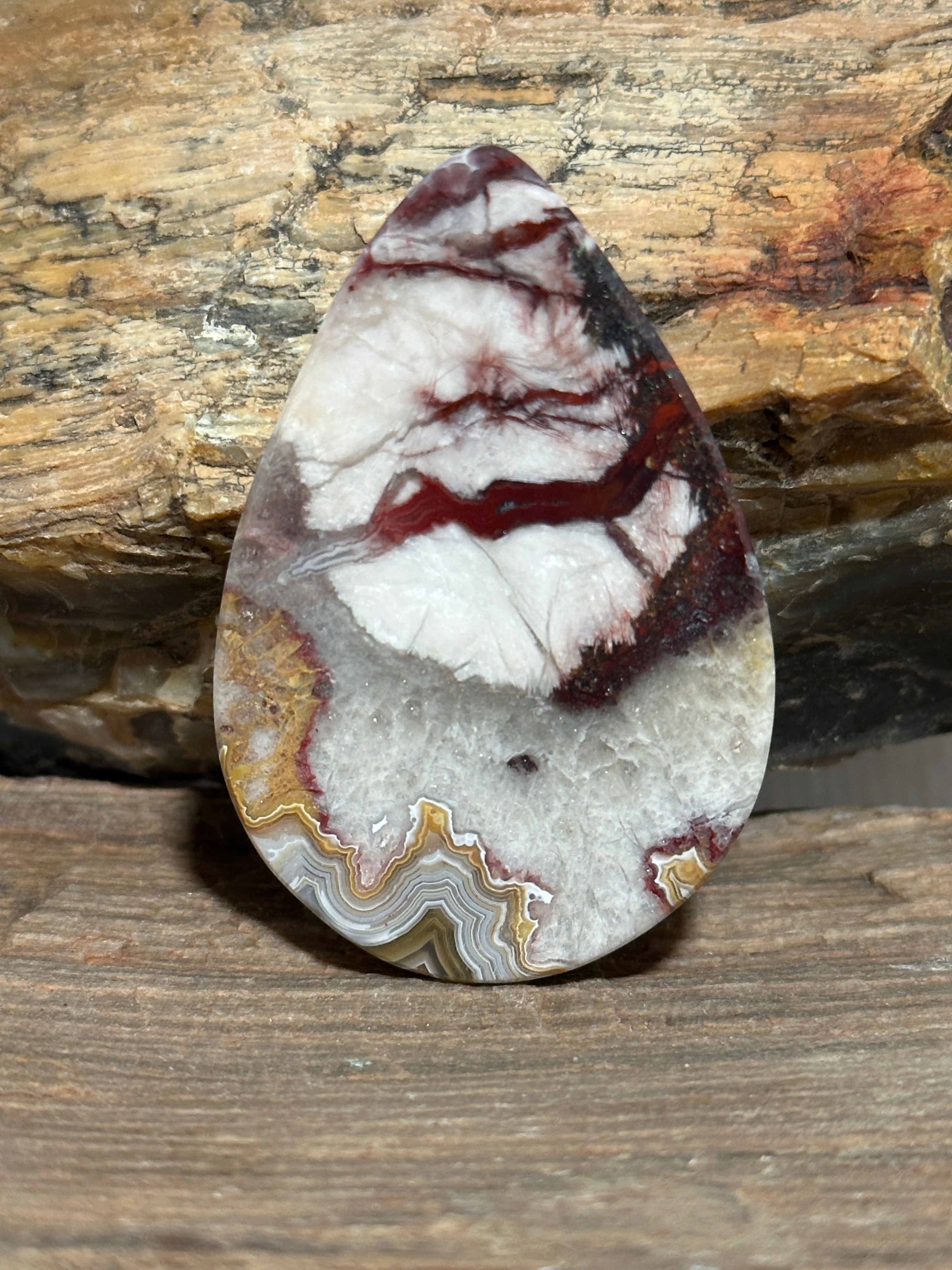 Crazy Lace Agate Cabochon-large loose teardrop gemstone for jewelry making
