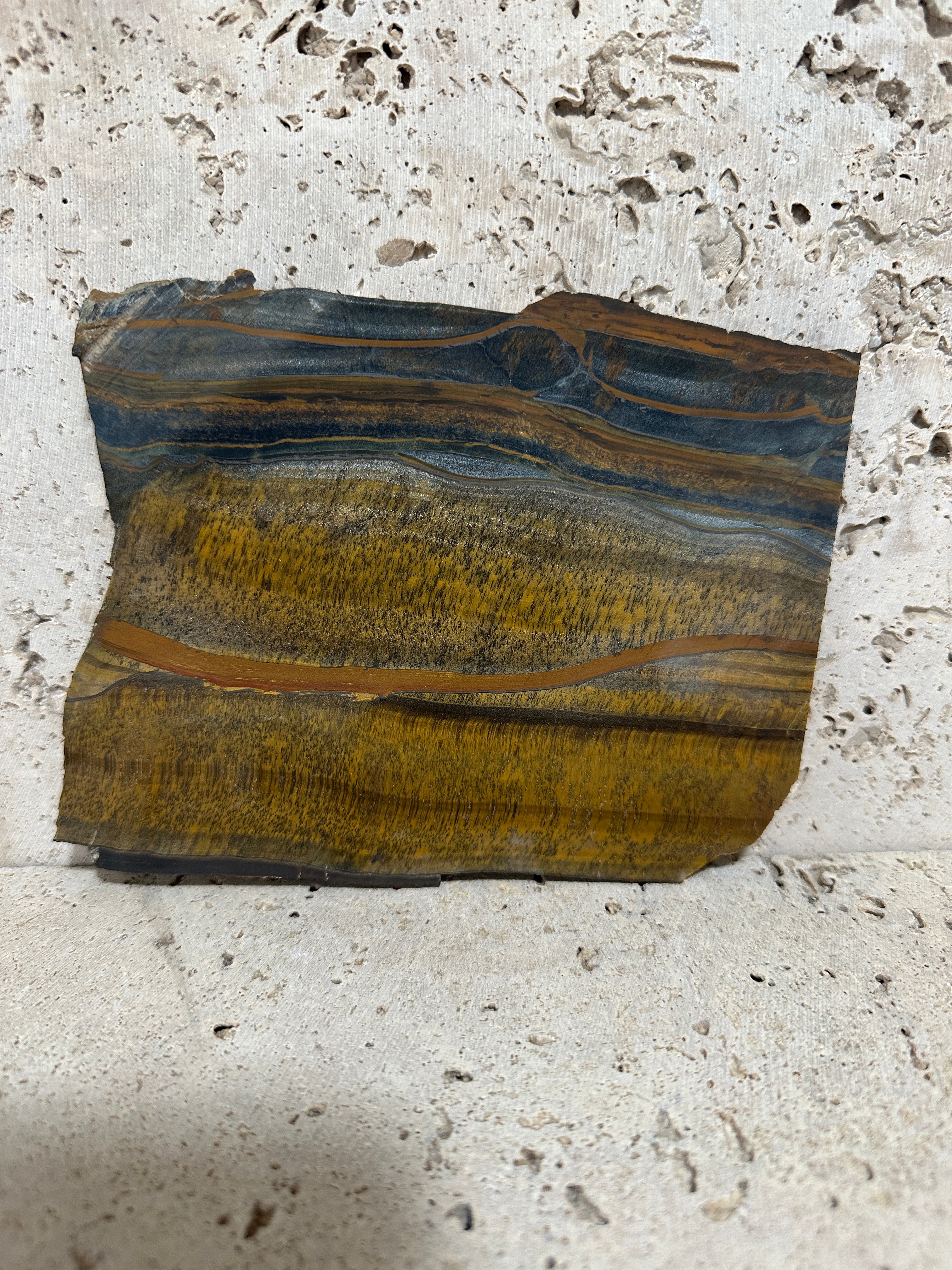 Blue and Yellow Tiger Eye Slab-large unpolished 4.5 x 5.5 inch stone for lapidary use