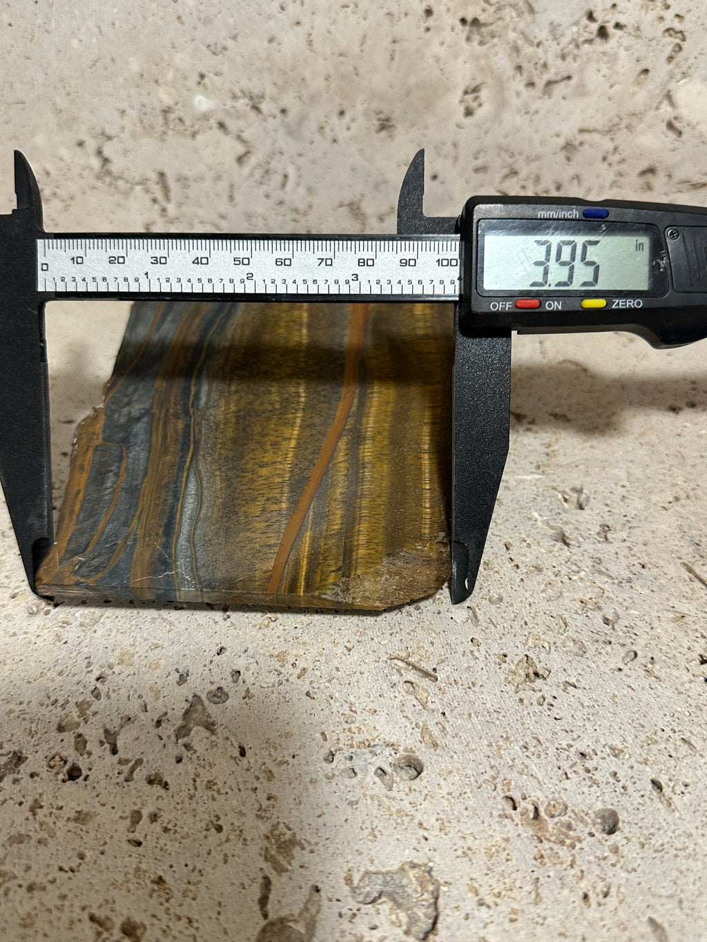 Blue and Yellow Tiger Eye Slab-large unpolished 4.5 x 5.5 inch stone for lapidary use
