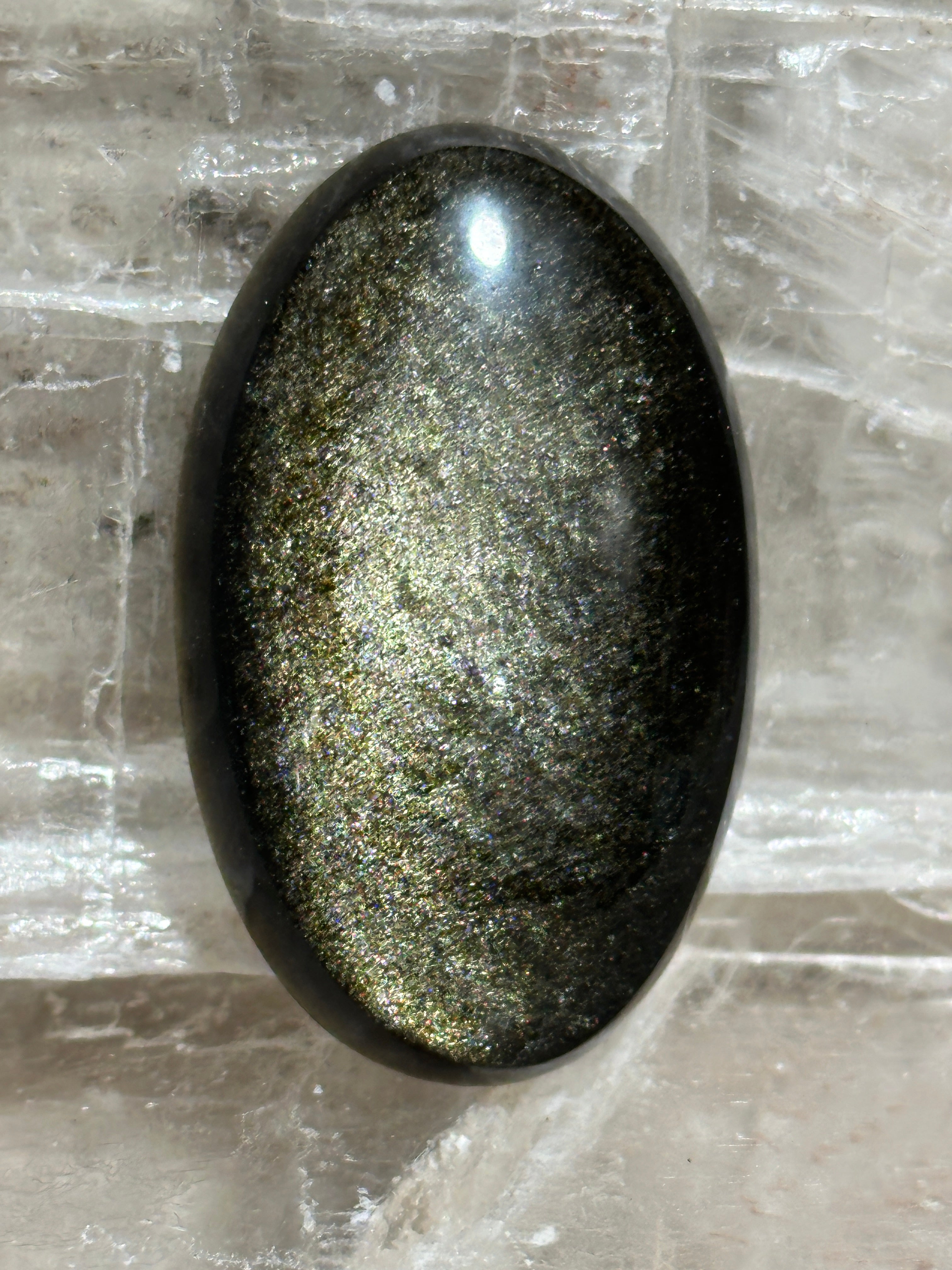 Gold Sheen Obsidian Cabochon-polished loose flashy gemstone from Jalisco for jewelry making