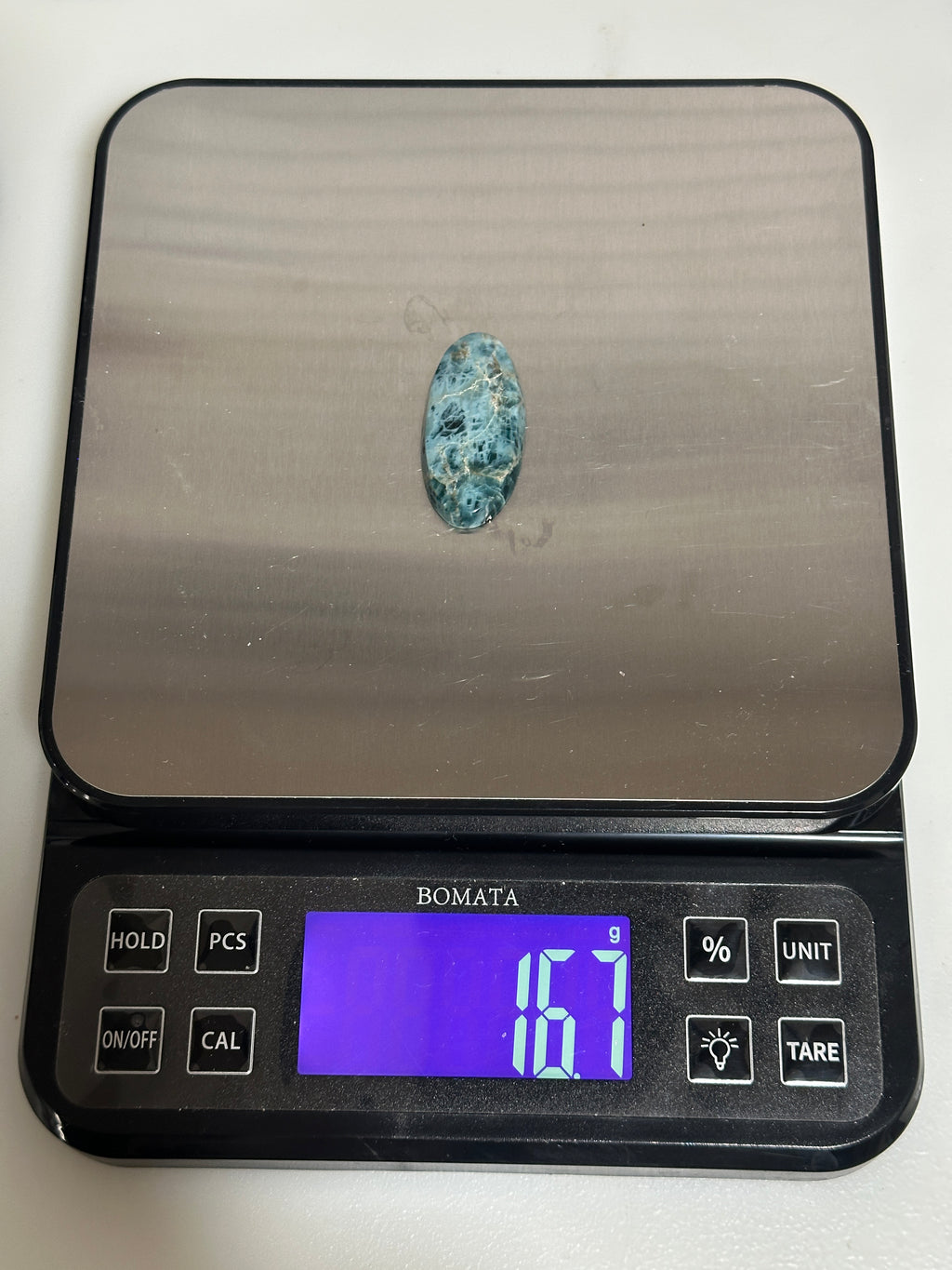 Natural Blue Apatite Cabochon-large skinny oval loose gemstone for jewelry making