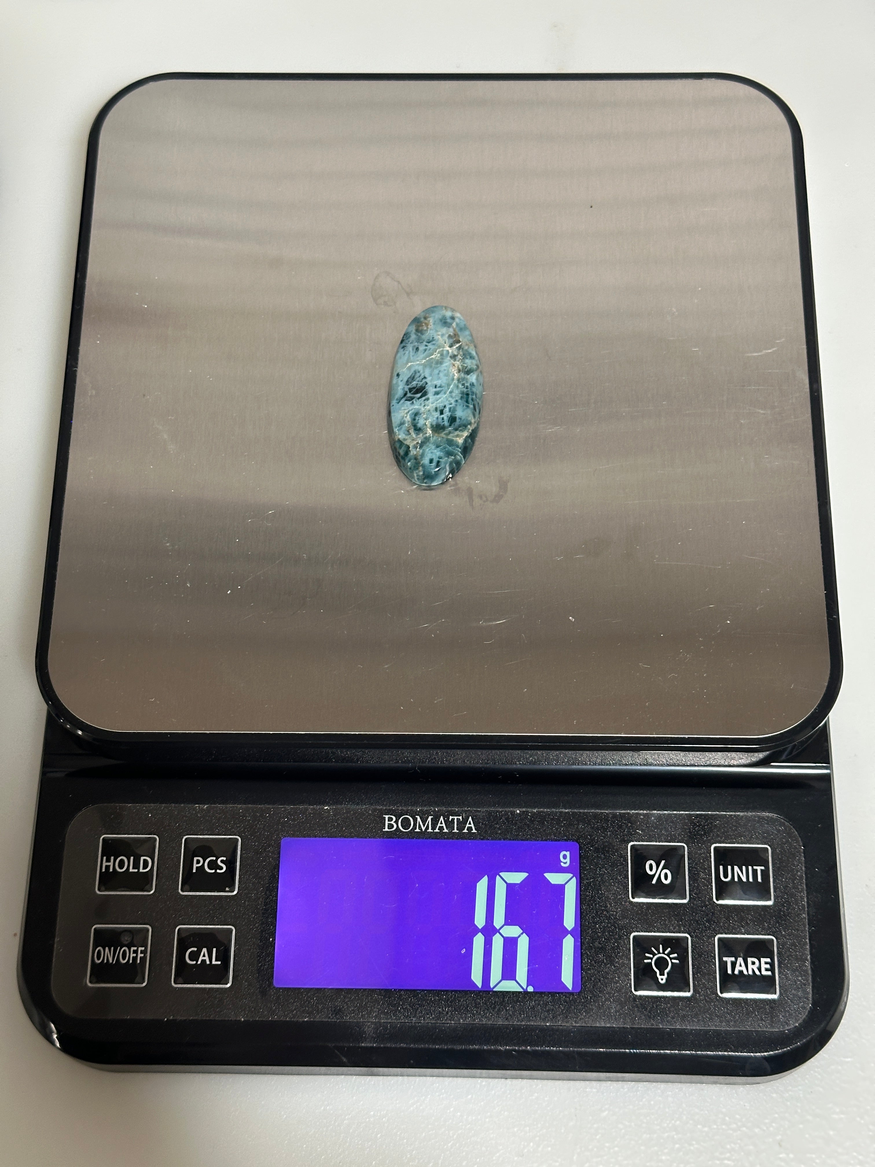 Natural Blue Apatite Cabochon-large skinny oval loose gemstone for jewelry making