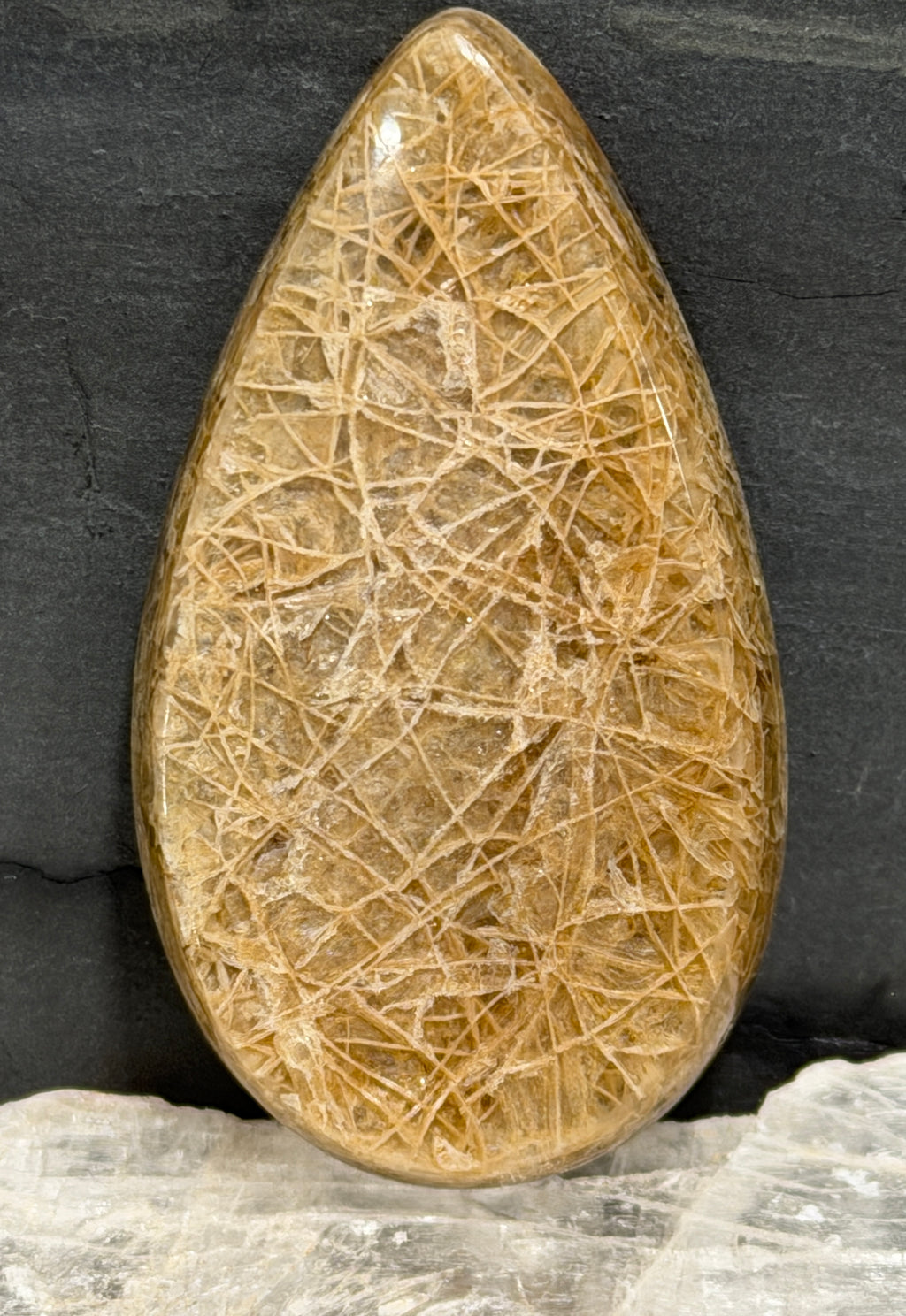 Hyalite Cabochon-Utah Spider Web Opal-Designer Teardrop Gemstone for Jewelry Making-Ultra Rare