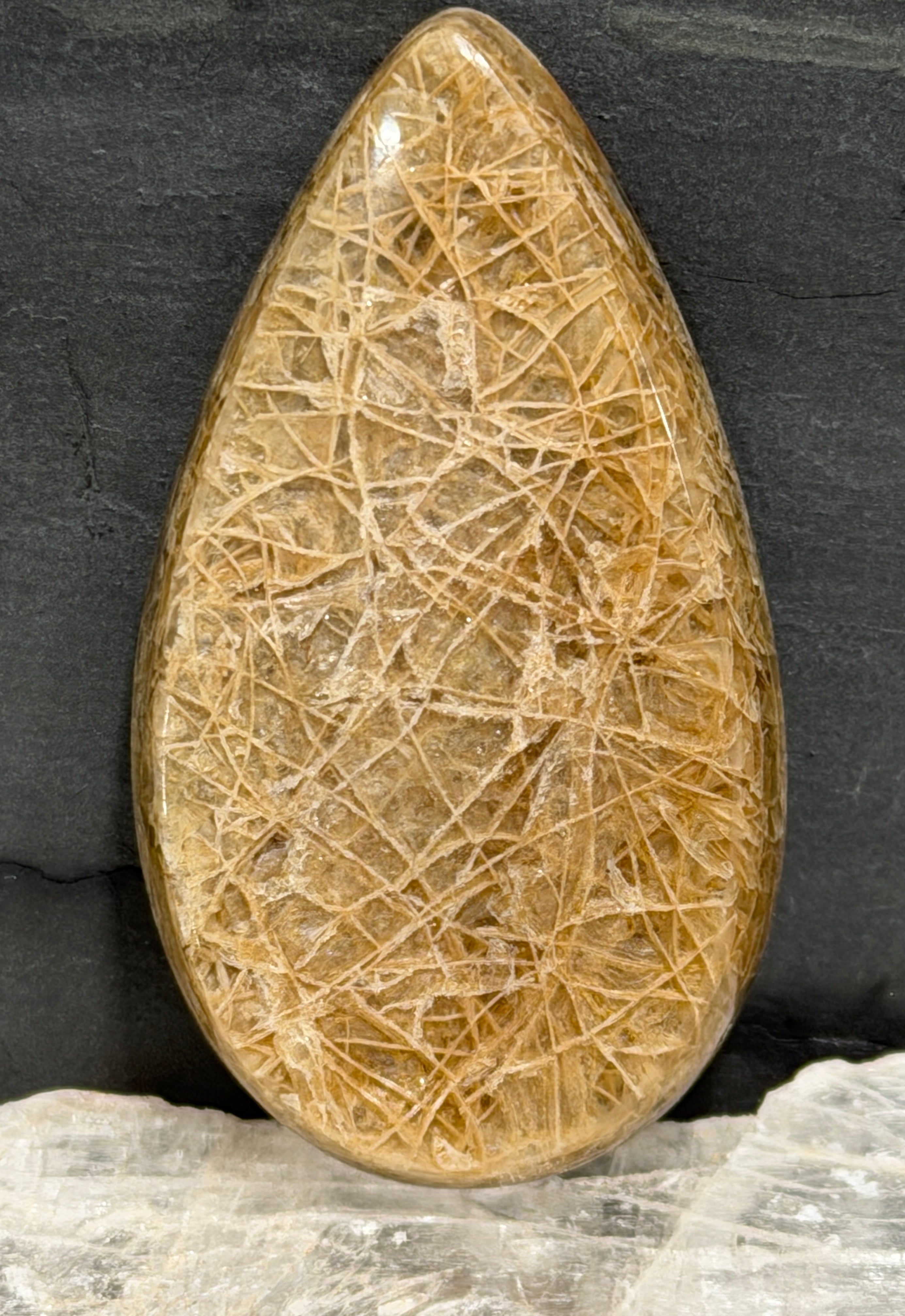 Hyalite Cabochon-Utah Spider Web Opal-Designer Teardrop Gemstone for Jewelry Making-Ultra Rare