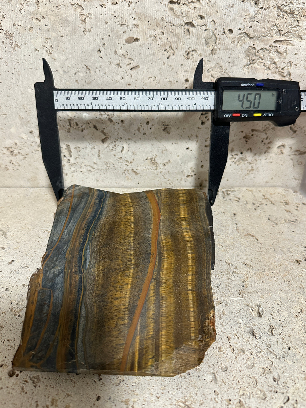 Blue and Yellow Tiger Eye Slab-large unpolished 4.5 x 5.5 inch stone for lapidary use