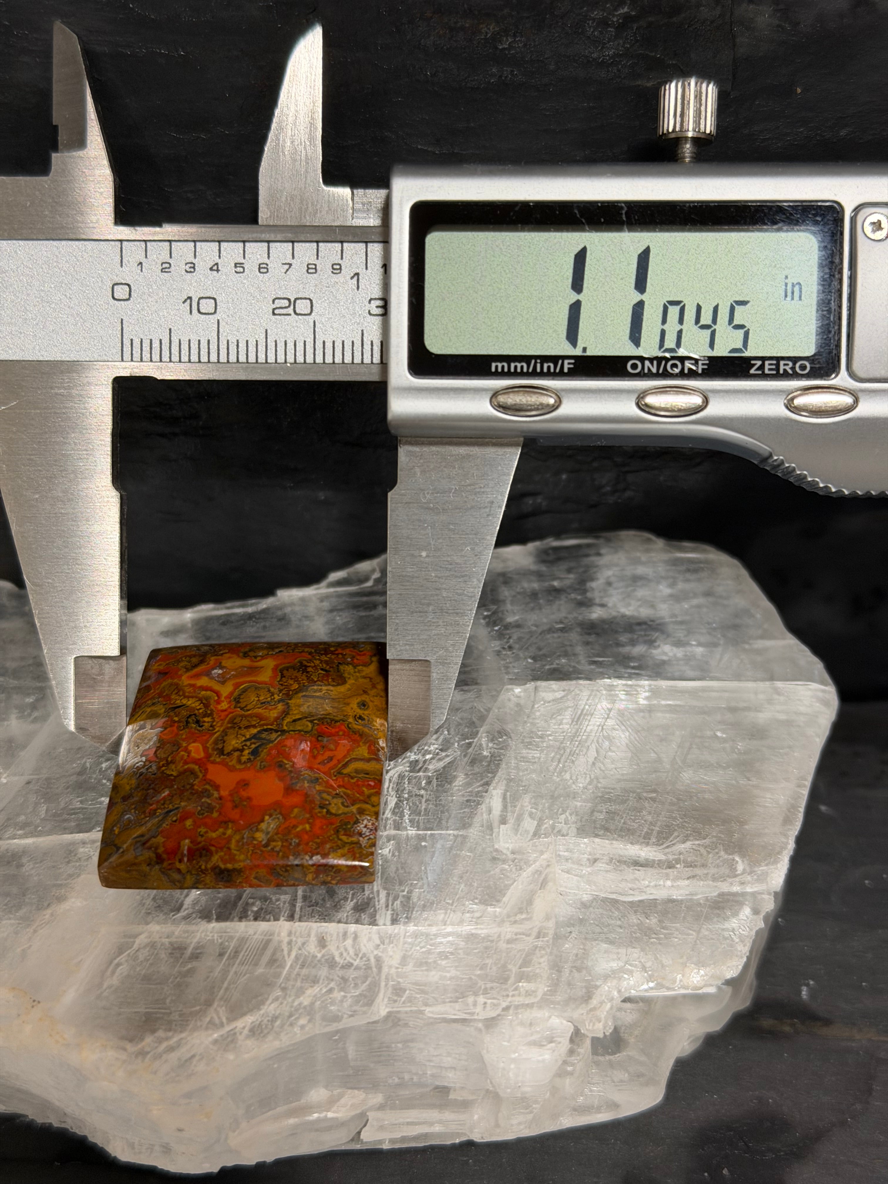 Moroccan Agate Cabochon-Fiery Orange Pattern-Statement Stone-Artisan Cut and Polished