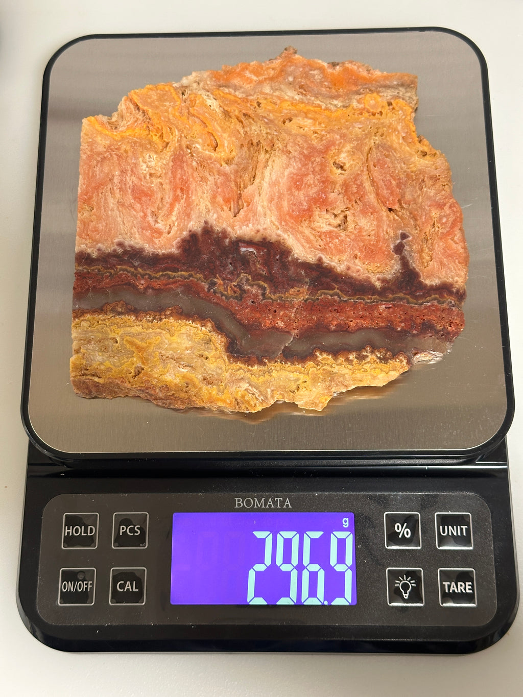 Wildfire Bacon Opal-Large Gemstone Slab of Ultra-Rare Hyalite for display or lapidary use