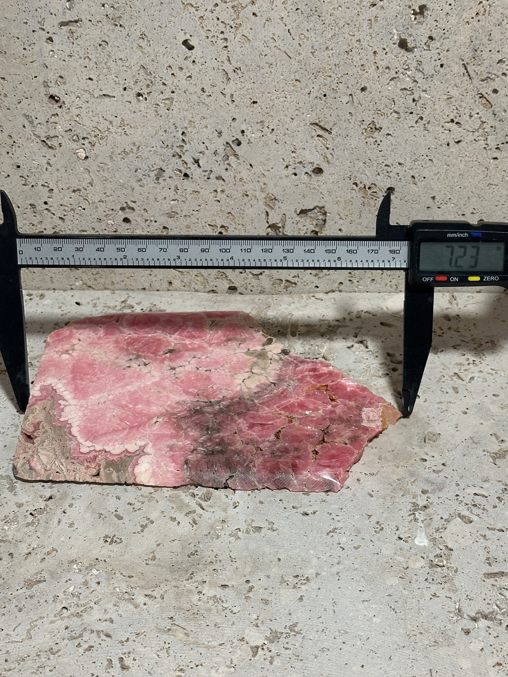 Rhodochrosite Slab-Argentina-large polished stone piece for display or lapidary material