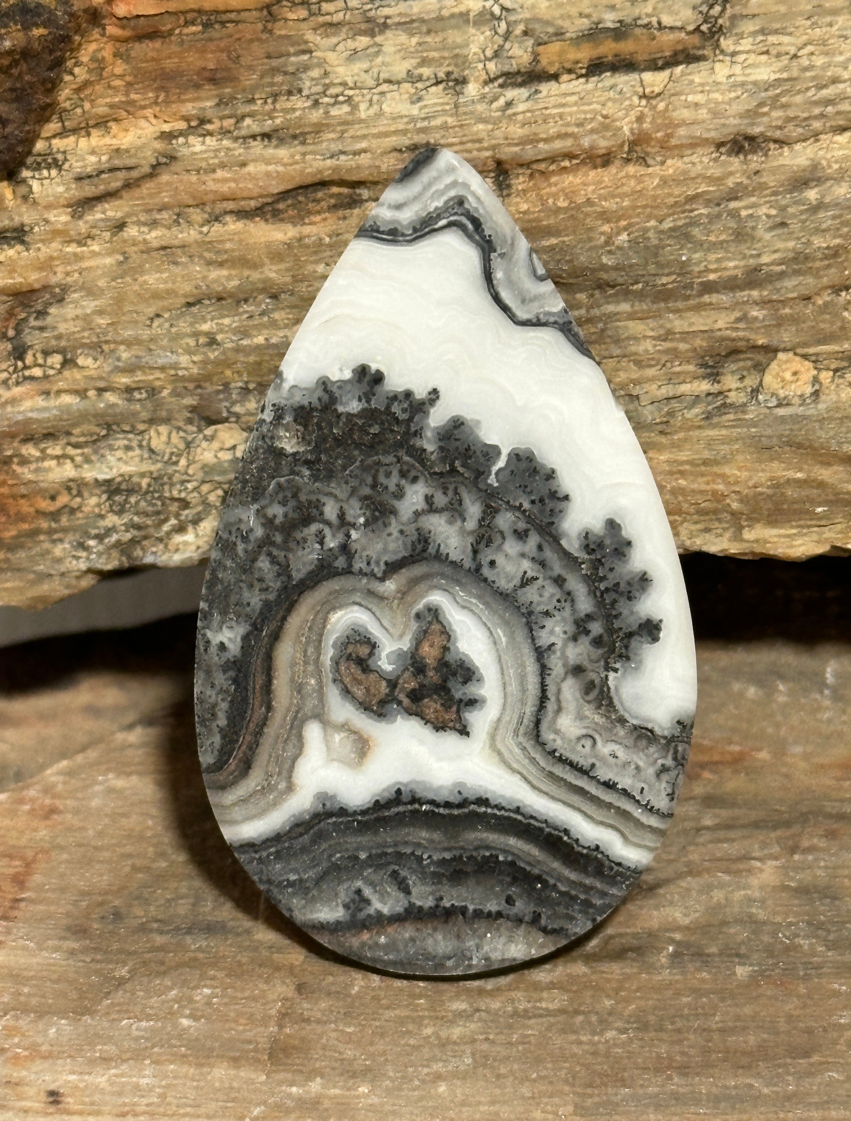 Gray Lace Agate Cabochon-medium loose polished gemstone for jewelry making