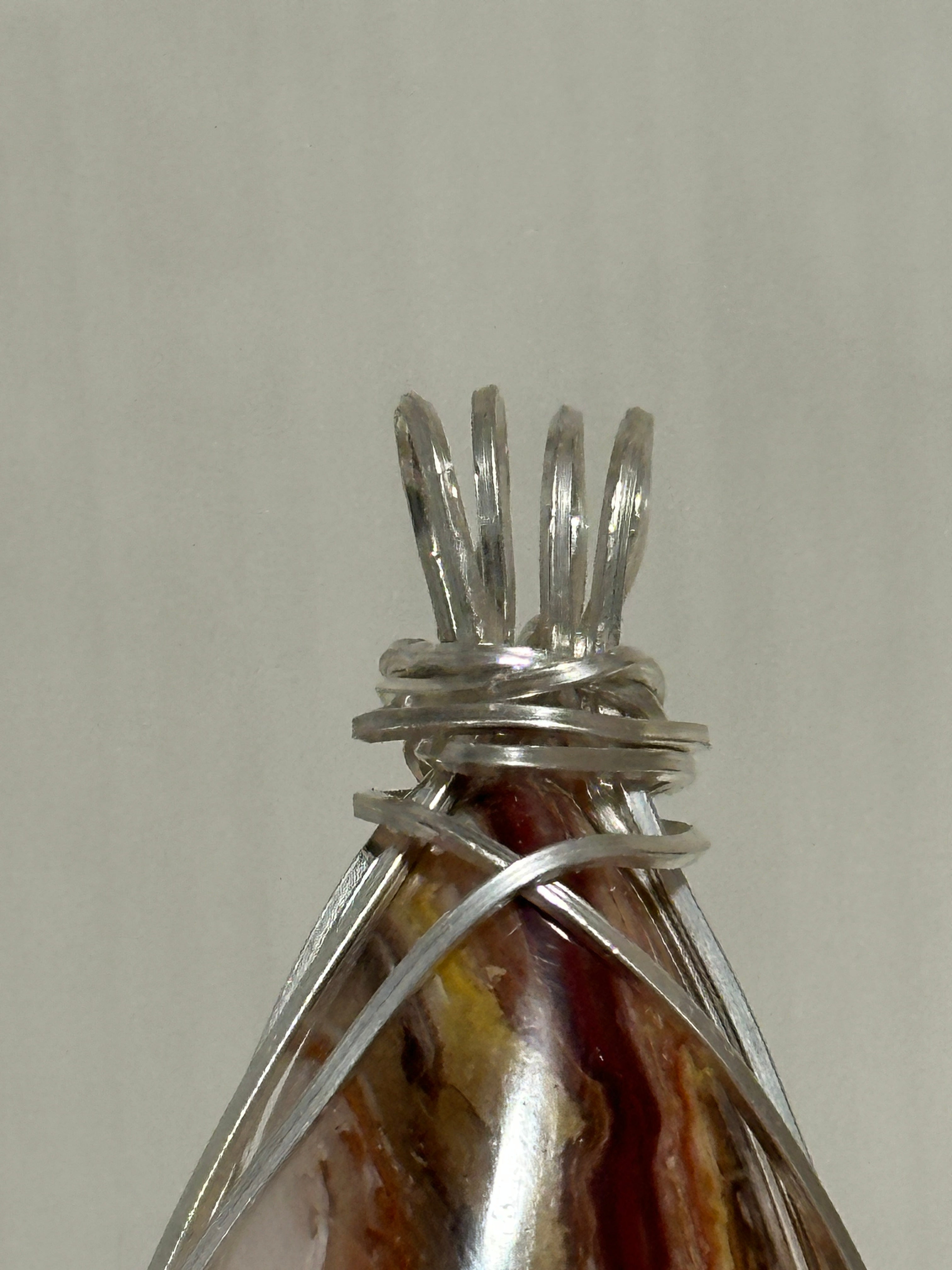 Candy & Wildfire Opal Pendant-ULTRA RARE Hyalite-Hand Cut Polished Designer Gemstone Wrapped in Tarnish Resistant Argentium Silver