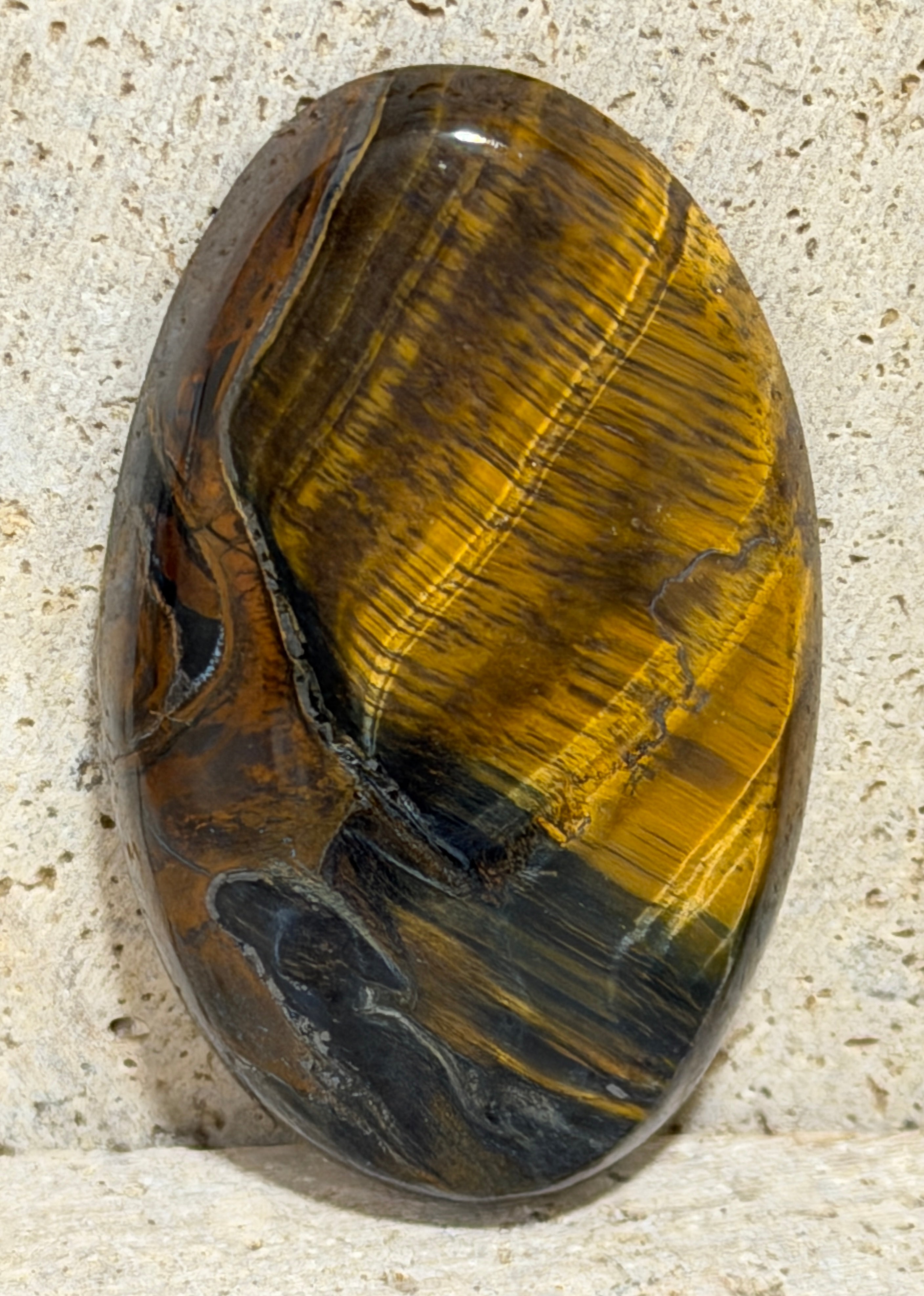 Blue Gold Tiger Eye Cabochon-Tiger Iron, Hematite & Jasper-Large Hand Cut Polished Oval-Designer Gemstone for Jewelry Making