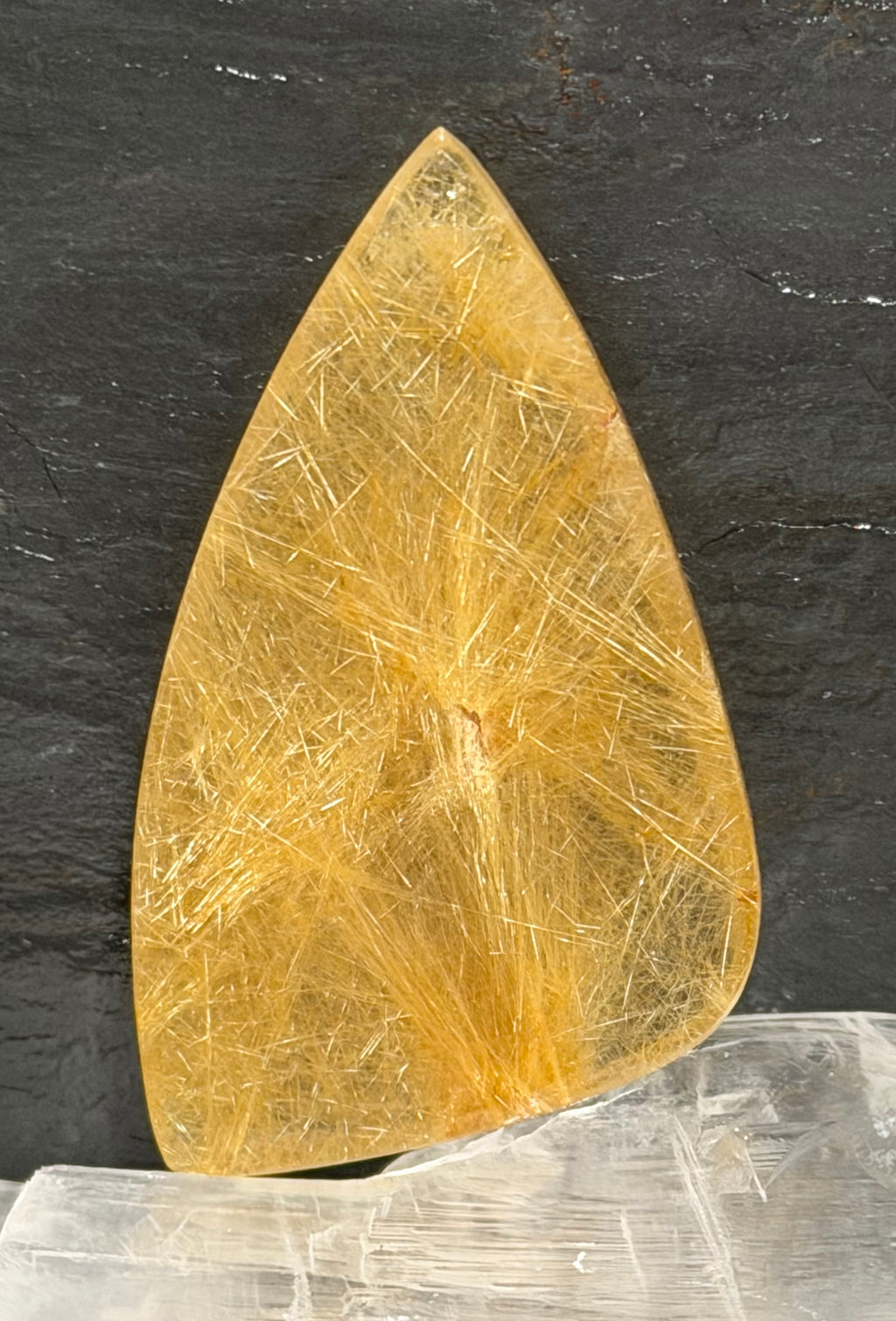 Golden Rutilated Quartz Cabochon- Large Statement Gemstone-Golden Rutile Quartz