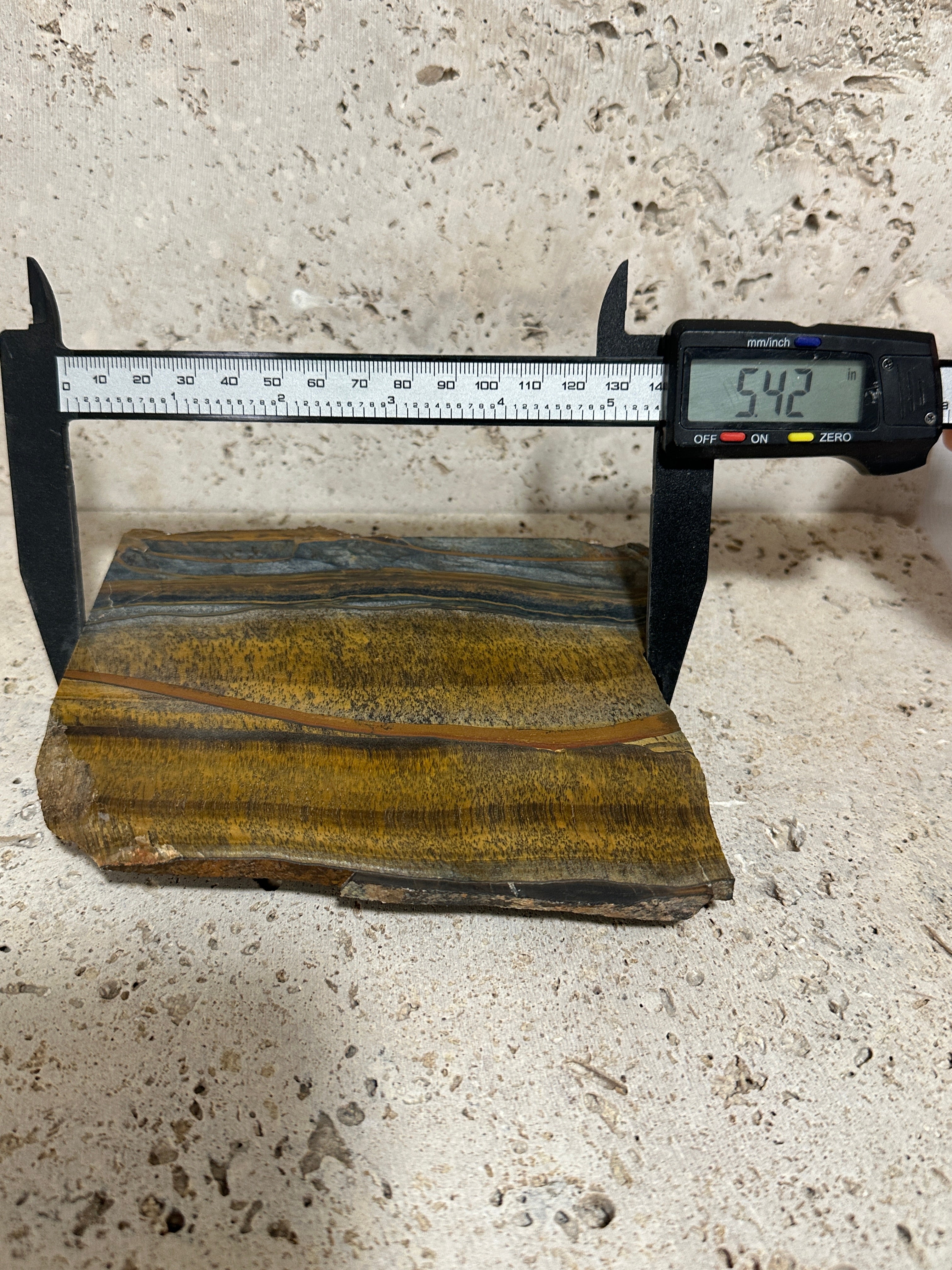 Blue and Yellow Tiger Eye Slab-large unpolished 4.5 x 5.5 inch stone for lapidary use