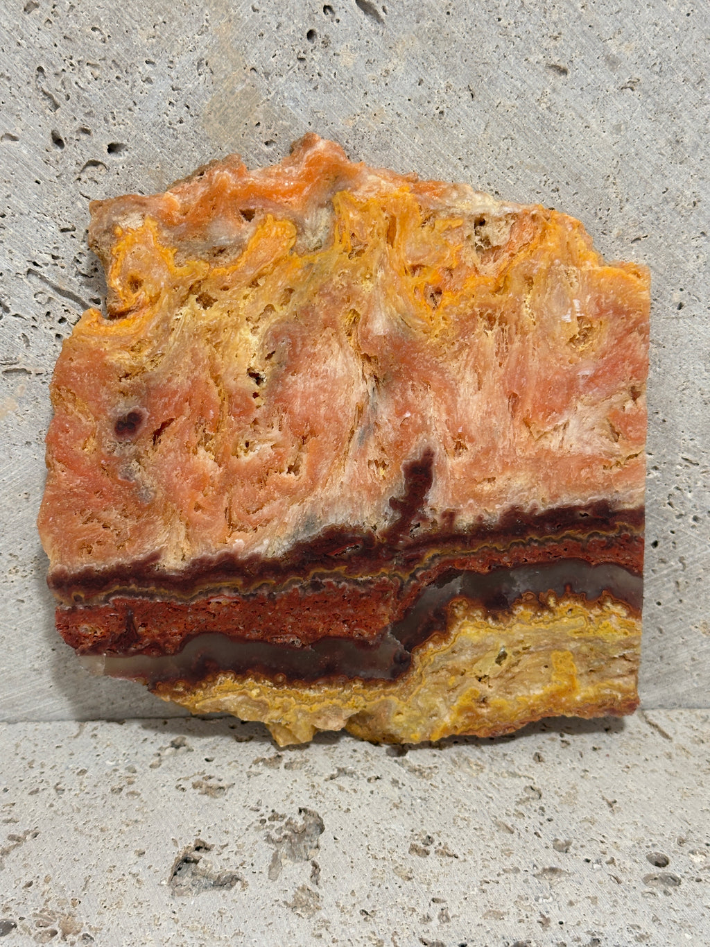 Wildfire Bacon Opal-Large Gemstone Slab of Ultra-Rare Hyalite for display or lapidary use