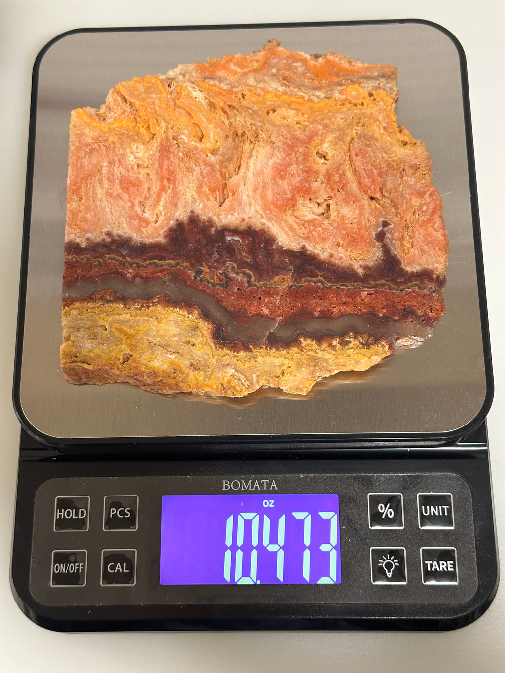 Wildfire Bacon Opal-Large Gemstone Slab of Ultra-Rare Hyalite for display or lapidary use