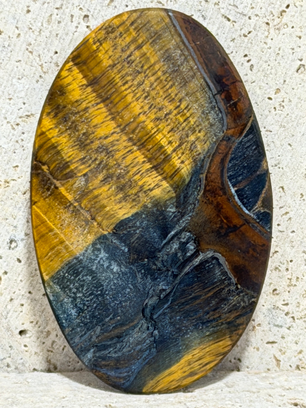 Blue Gold Tiger Eye Cabochon-Tiger Iron, Hematite & Jasper-Large Hand Cut Polished Oval-Designer Gemstone for Jewelry Making