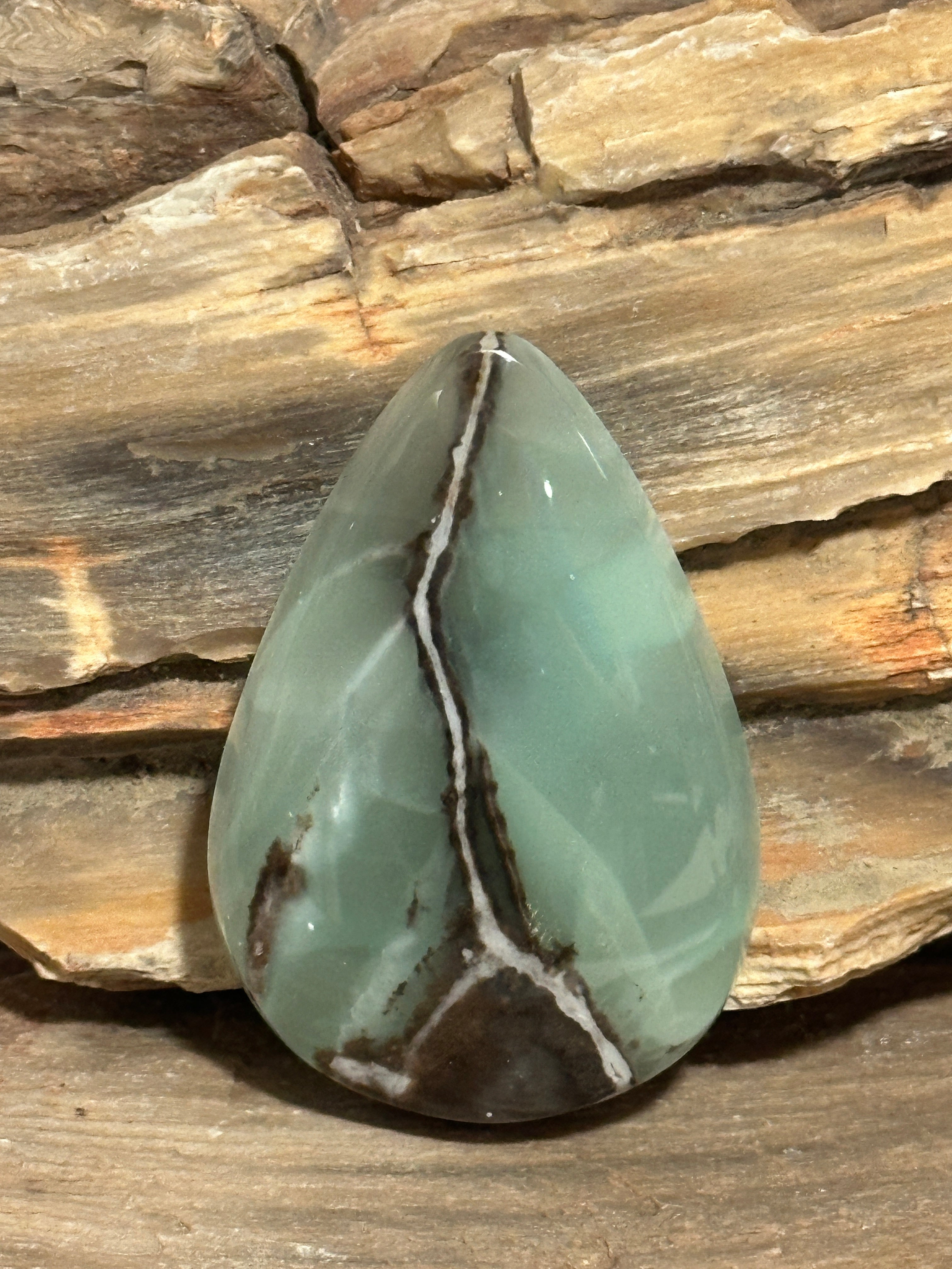 Green Banded Calcite with Aragonite-extra large loose polished gemstone for jewelry making