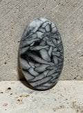 Austrian Pinolith Cabochon, Natural Black and White Pinolite, Hand Cut Oval Designer Gemstone, Jewelry Making