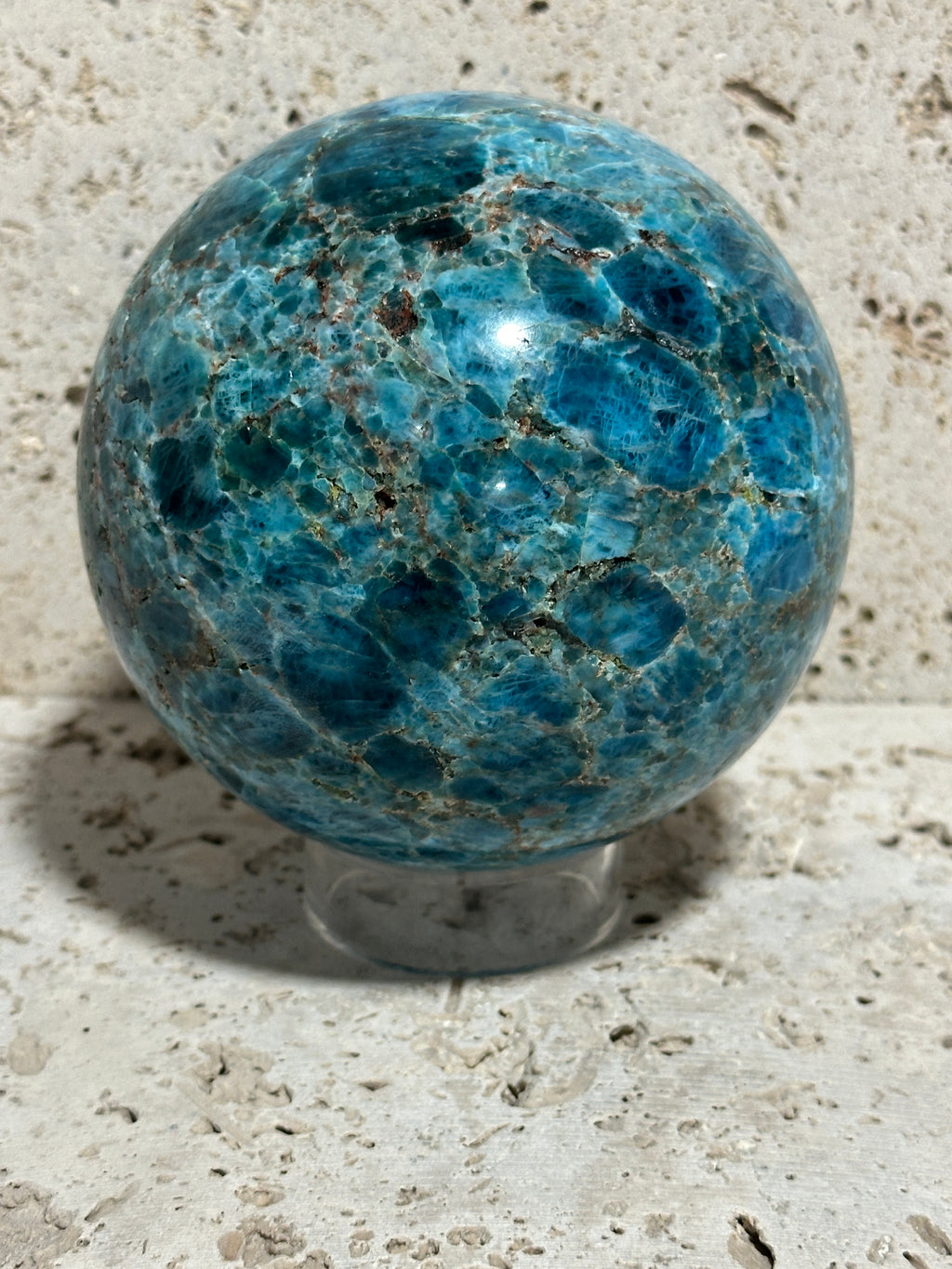 Blue Apatite Sphere-4 inch natural stone artisan made