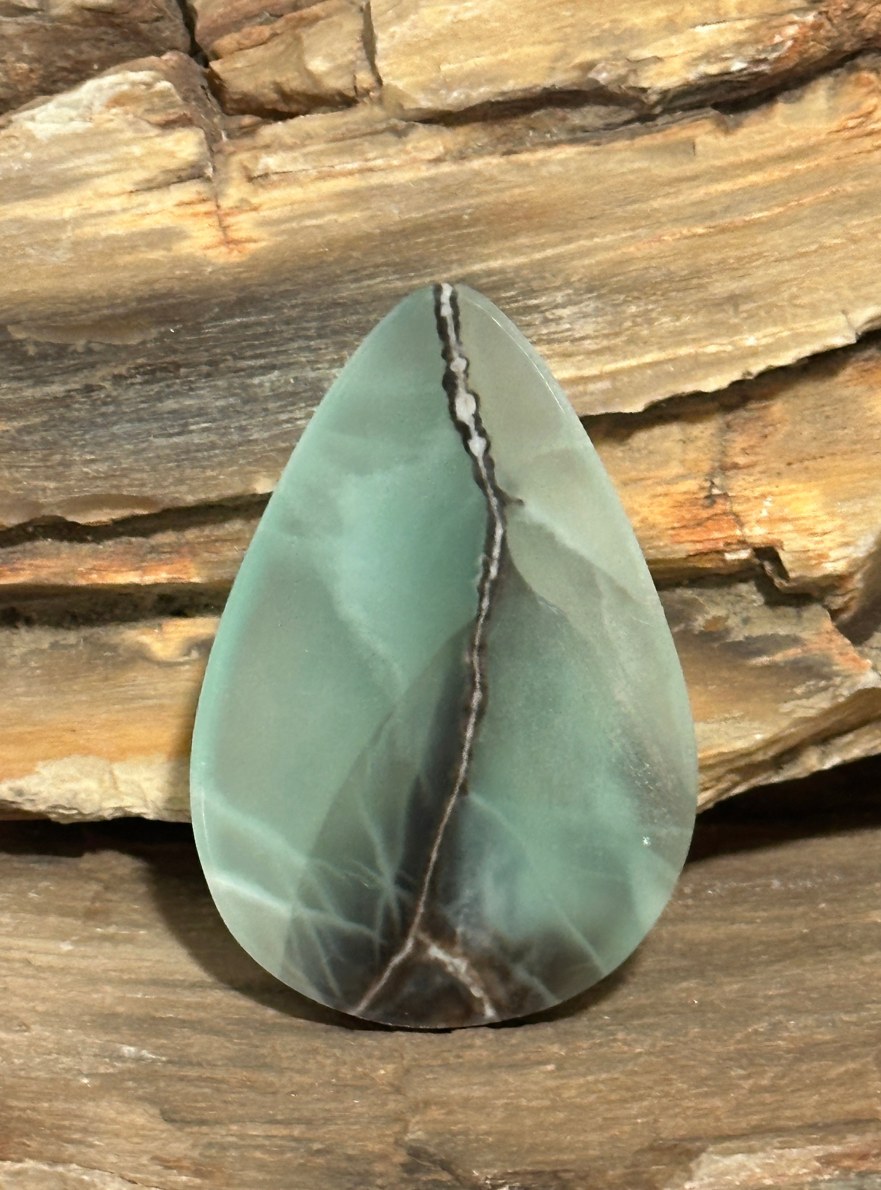 Green Banded Calcite with Aragonite-extra large loose polished gemstone for jewelry making