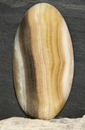 Zebra Onyx Cabochon-Banded Calcite, Large Golden Brown Oval-Statement Jewelry Stone