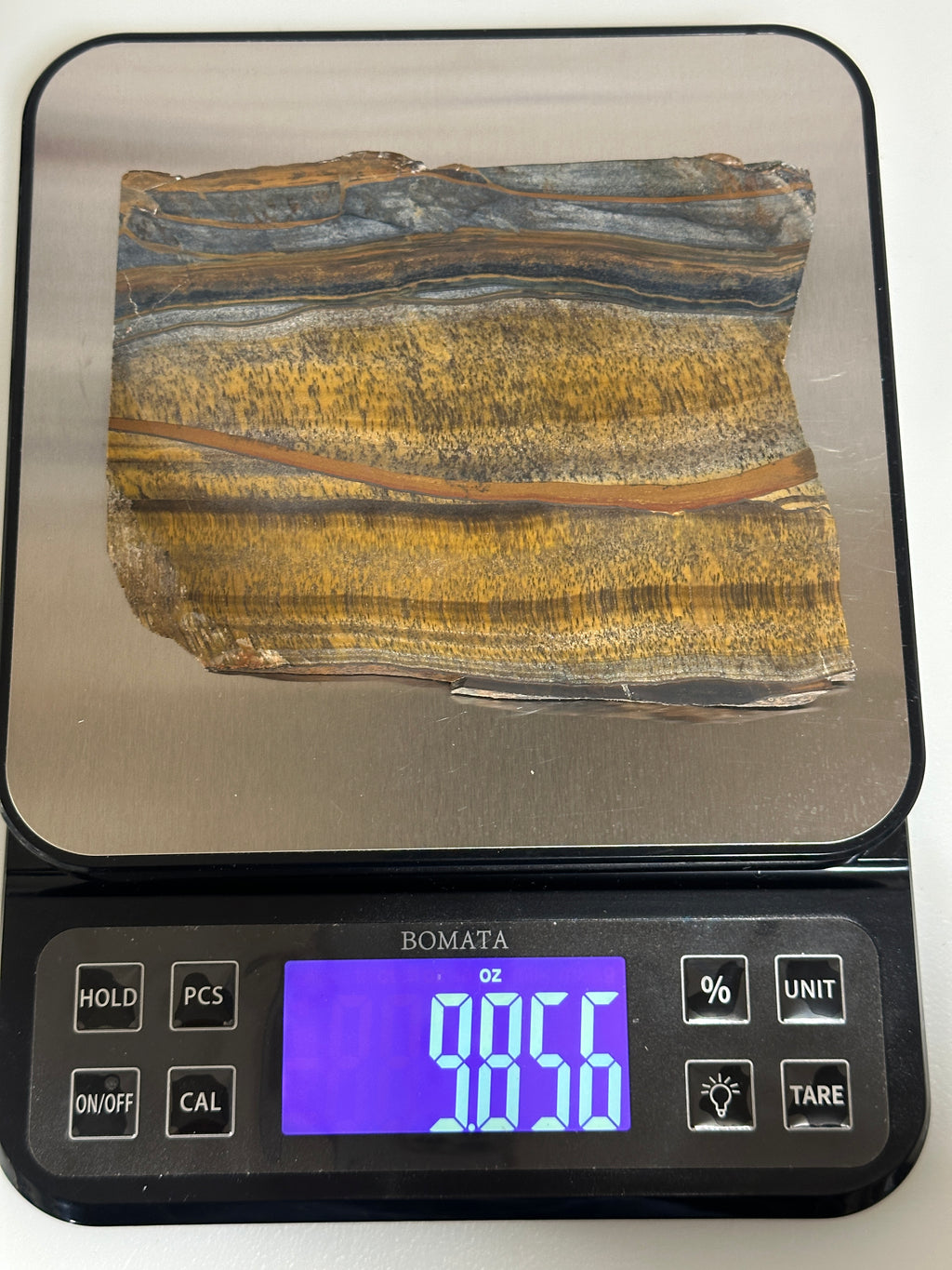 Blue and Yellow Tiger Eye Slab-large unpolished 4.5 x 5.5 inch stone for lapidary use