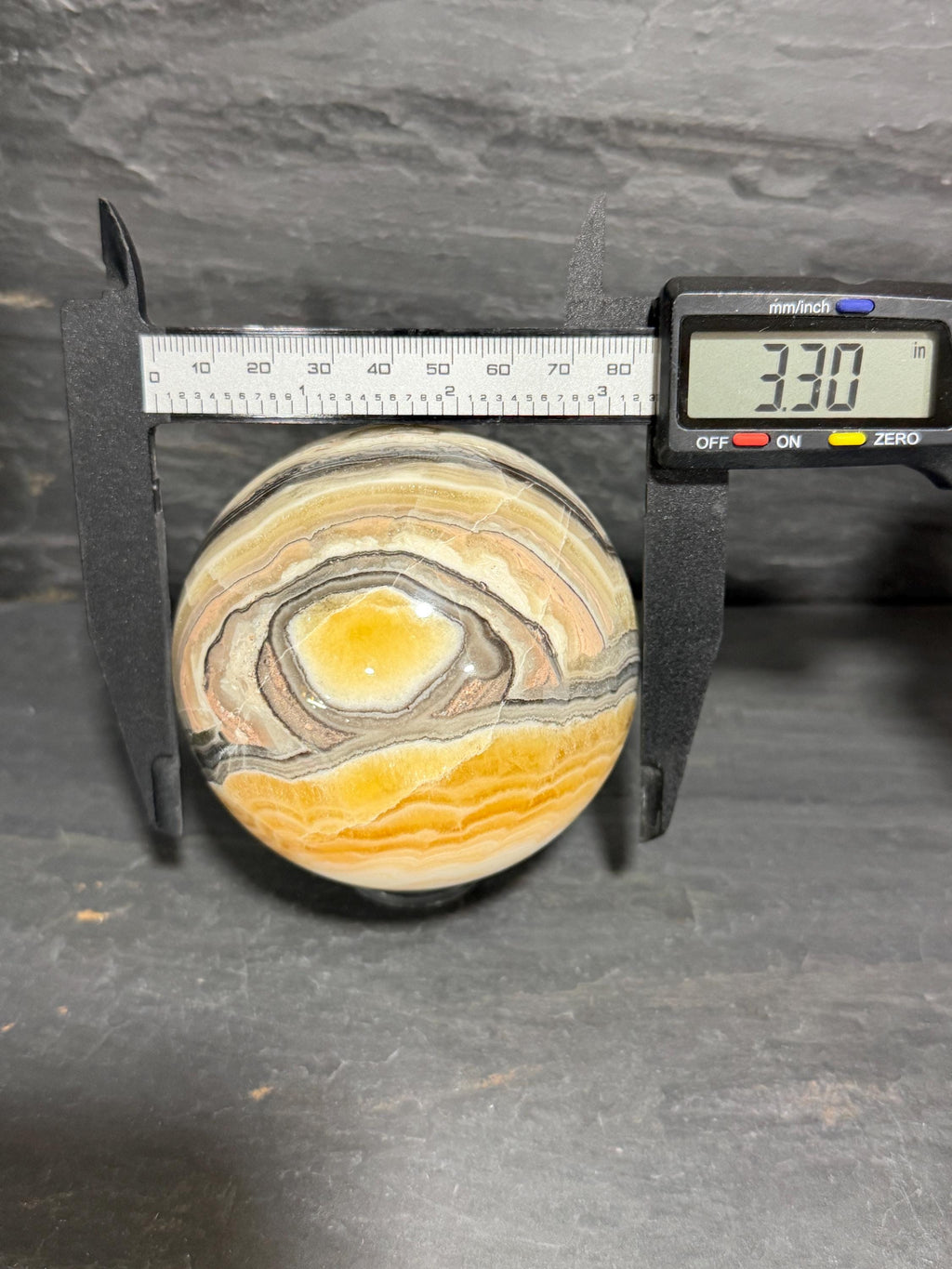 Banded Zebra Onyx Sphere with Eye, 3.3 Inch Multicolor Gemstone Display