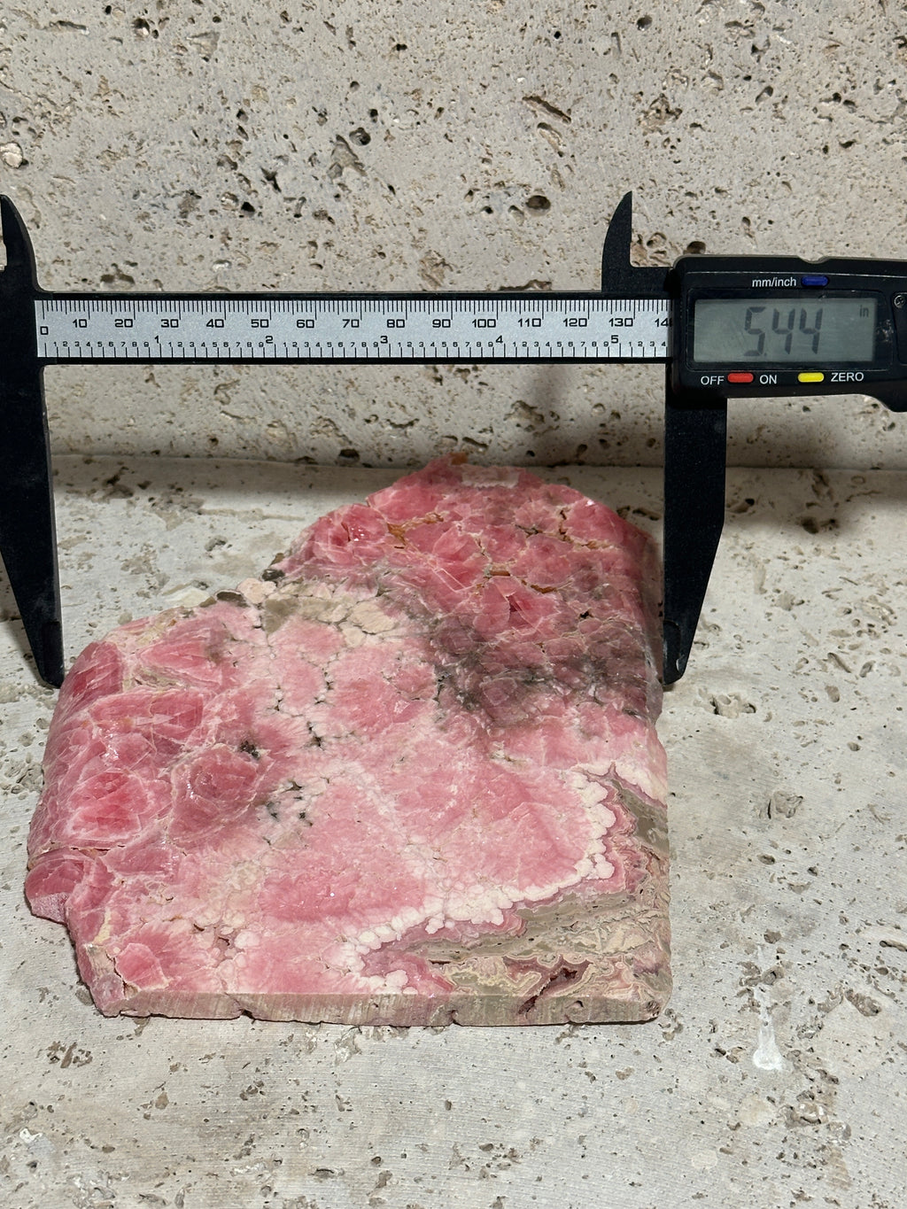 Rhodochrosite Slab-Argentina-large polished stone piece for display or lapidary material