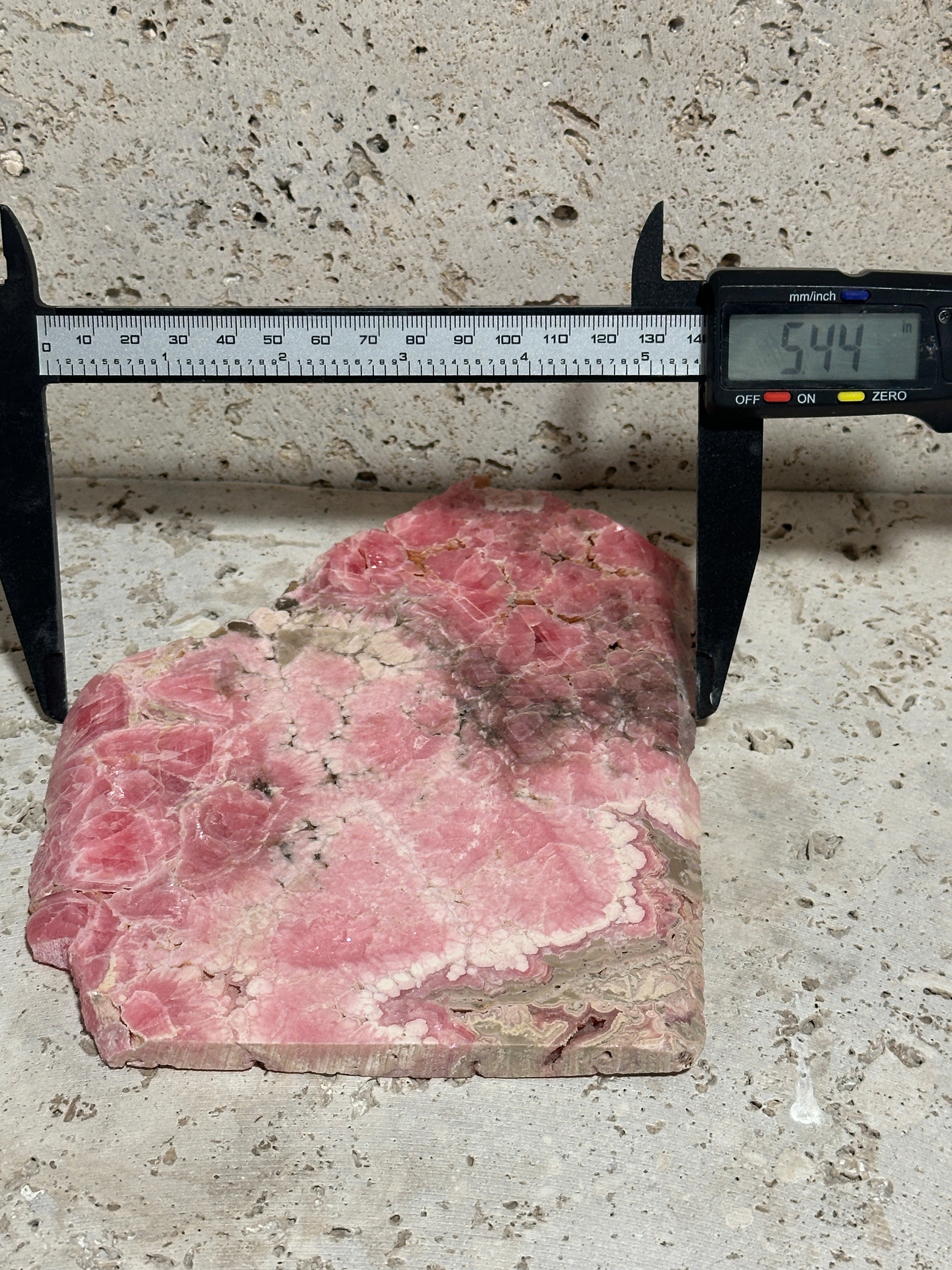 Rhodochrosite Slab-Argentina-large polished stone piece for display or lapidary material