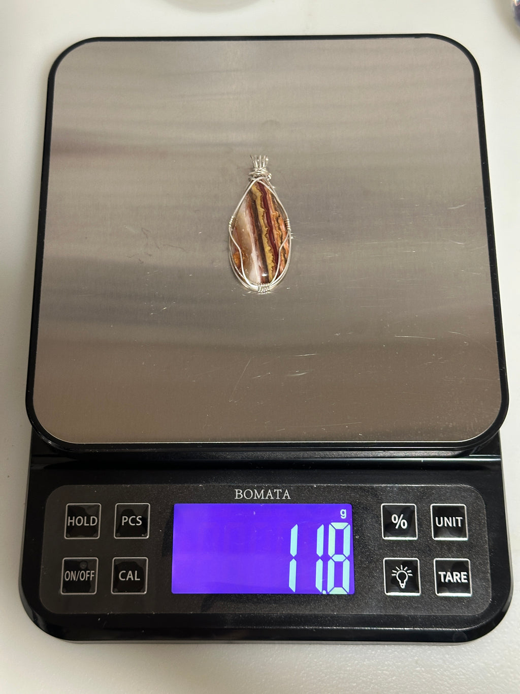 Candy & Wildfire Opal Pendant-ULTRA RARE Hyalite-Hand Cut Polished Designer Gemstone Wrapped in Tarnish Resistant Argentium Silver