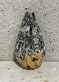 Canadian Pinolith large teardrop cabochon, yellow breccia gemstone for jewelry making—RARE