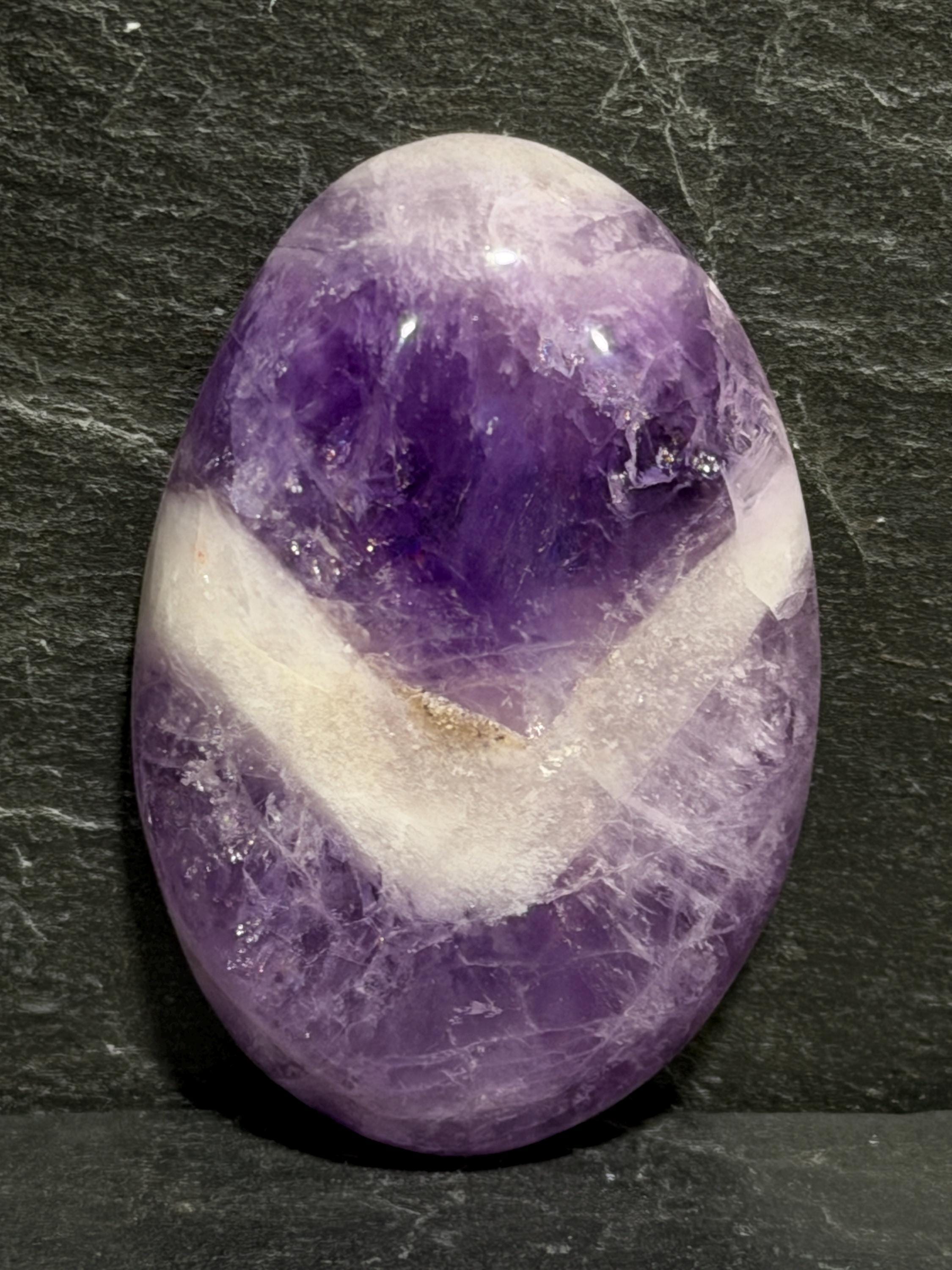 Chevron Amethyst Cabochon, Purple White Oval, Jewelry Making, Wire Wrapping Stone