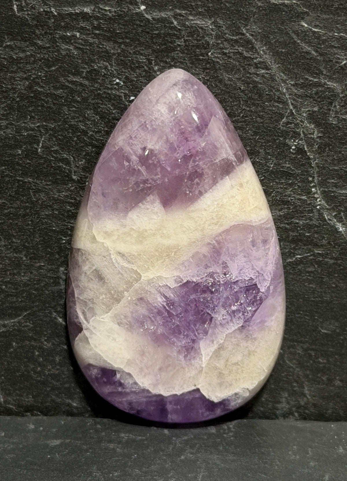 Chevron Amethyst Cabochon, Large Purple Amethyst Teardrop, Hand Cut Gemstone, Wire Wrapping Stone, Silversmith Jewelry Supply