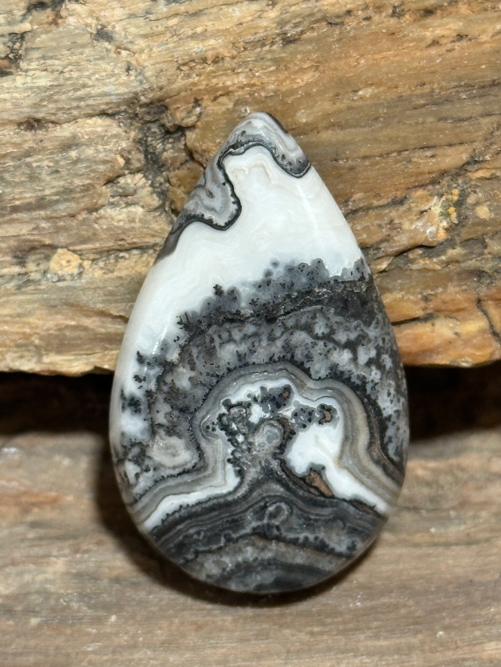 Gray Lace Agate Cabochon-medium loose polished gemstone for jewelry making