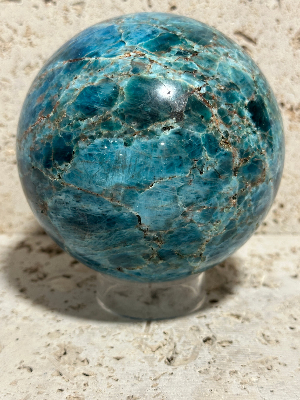 Blue Apatite Sphere-4 inch natural stone artisan made