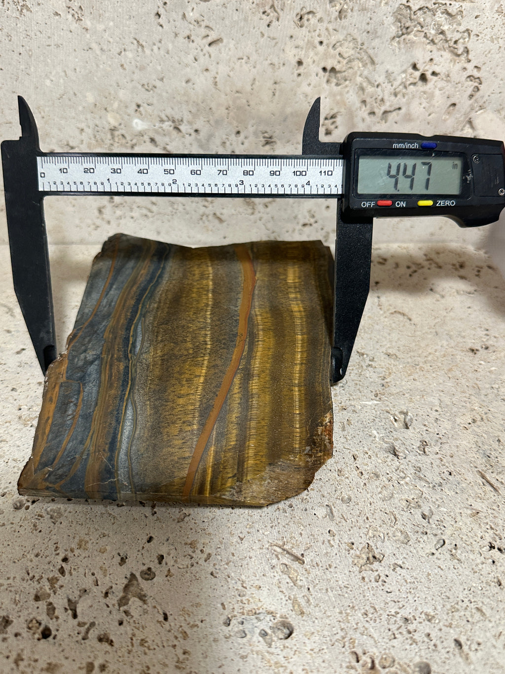 Blue and Yellow Tiger Eye Slab-large unpolished 4.5 x 5.5 inch stone for lapidary use
