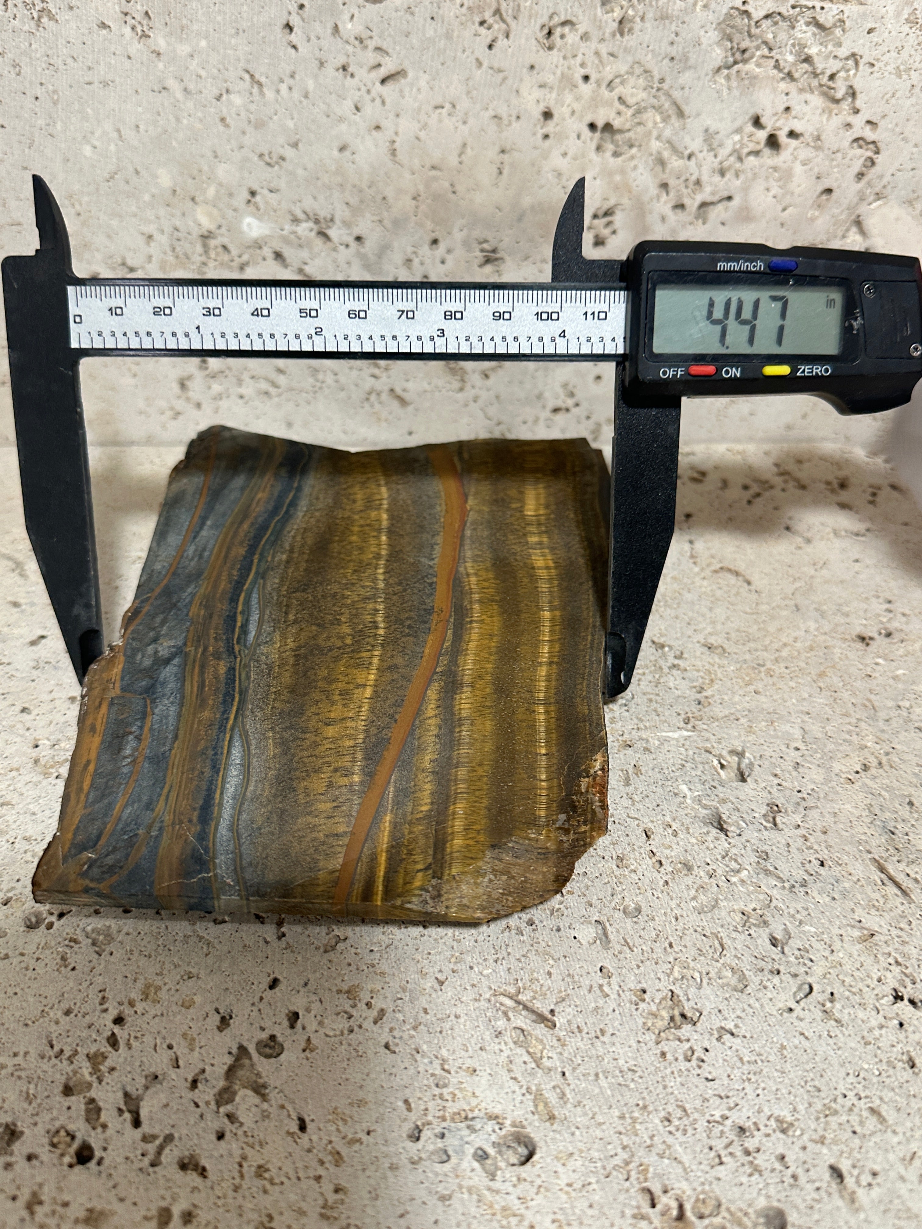 Blue and Yellow Tiger Eye Slab-large unpolished 4.5 x 5.5 inch stone for lapidary use