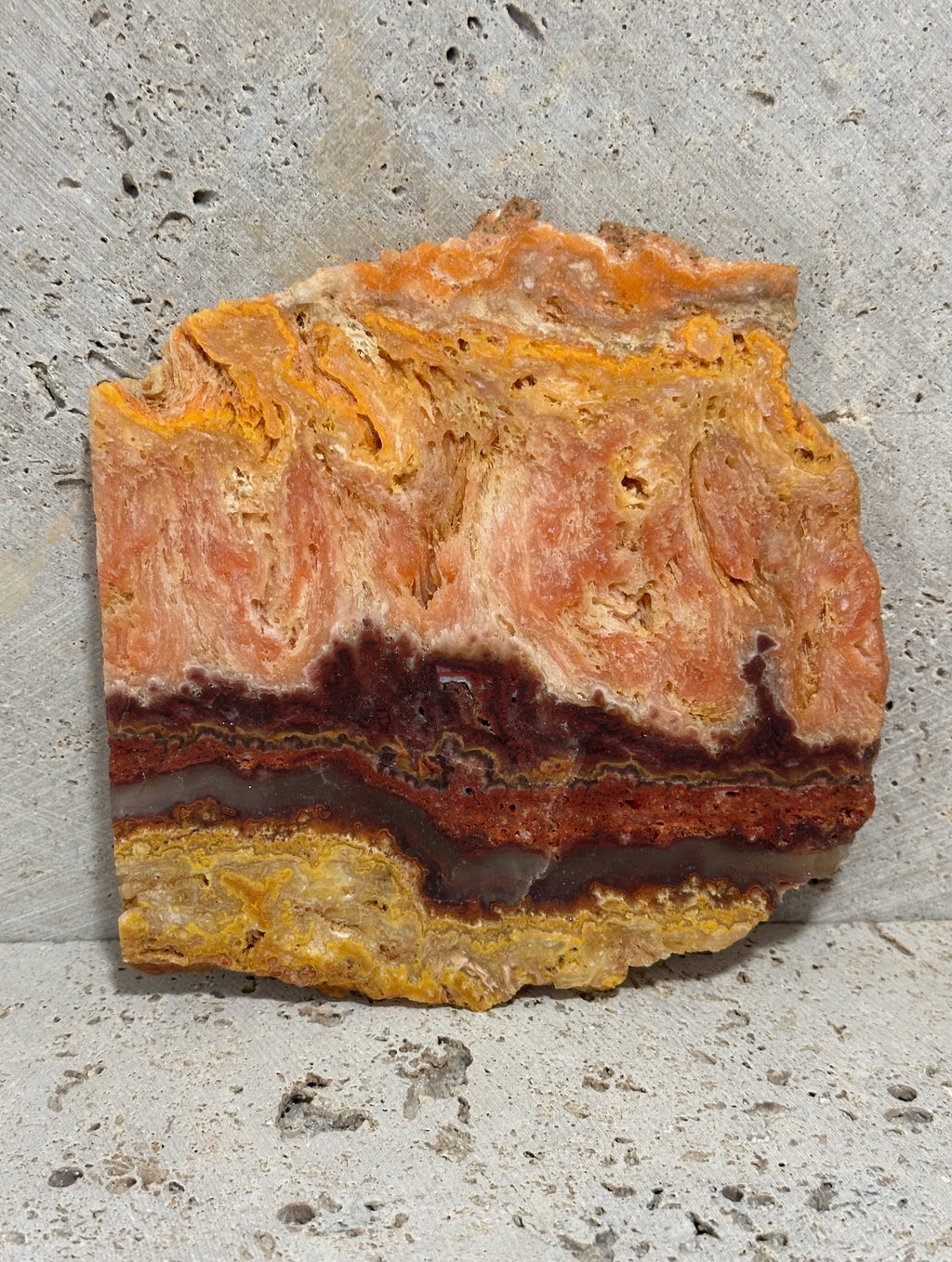 Wildfire Bacon Opal-Large Gemstone Slab of Ultra-Rare Hyalite for display or lapidary use