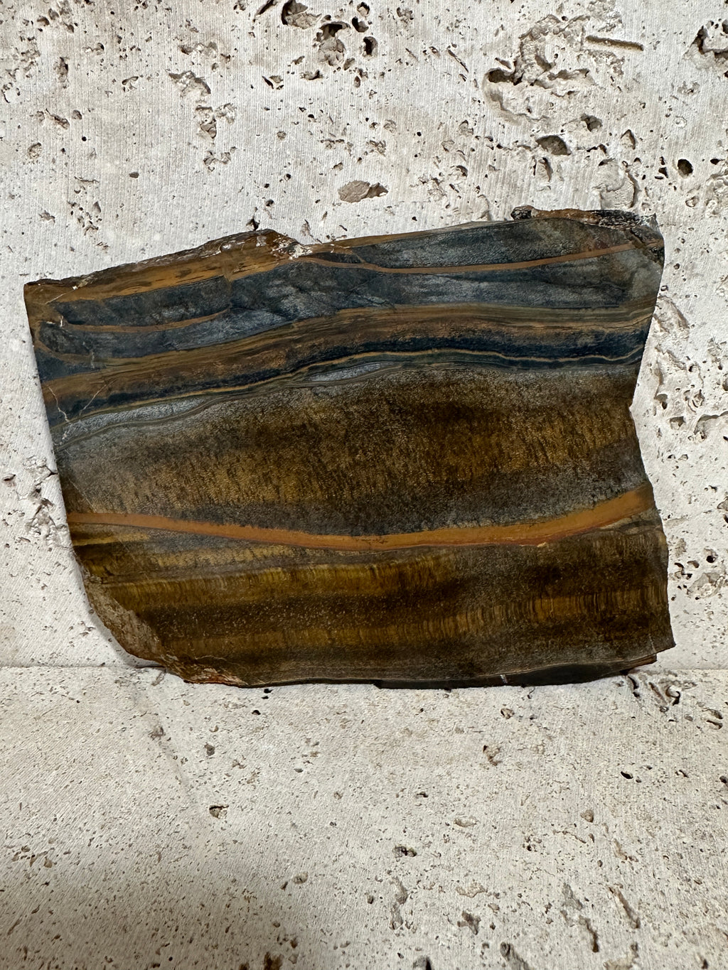 Blue and Yellow Tiger Eye Slab-large unpolished 4.5 x 5.5 inch stone for lapidary use