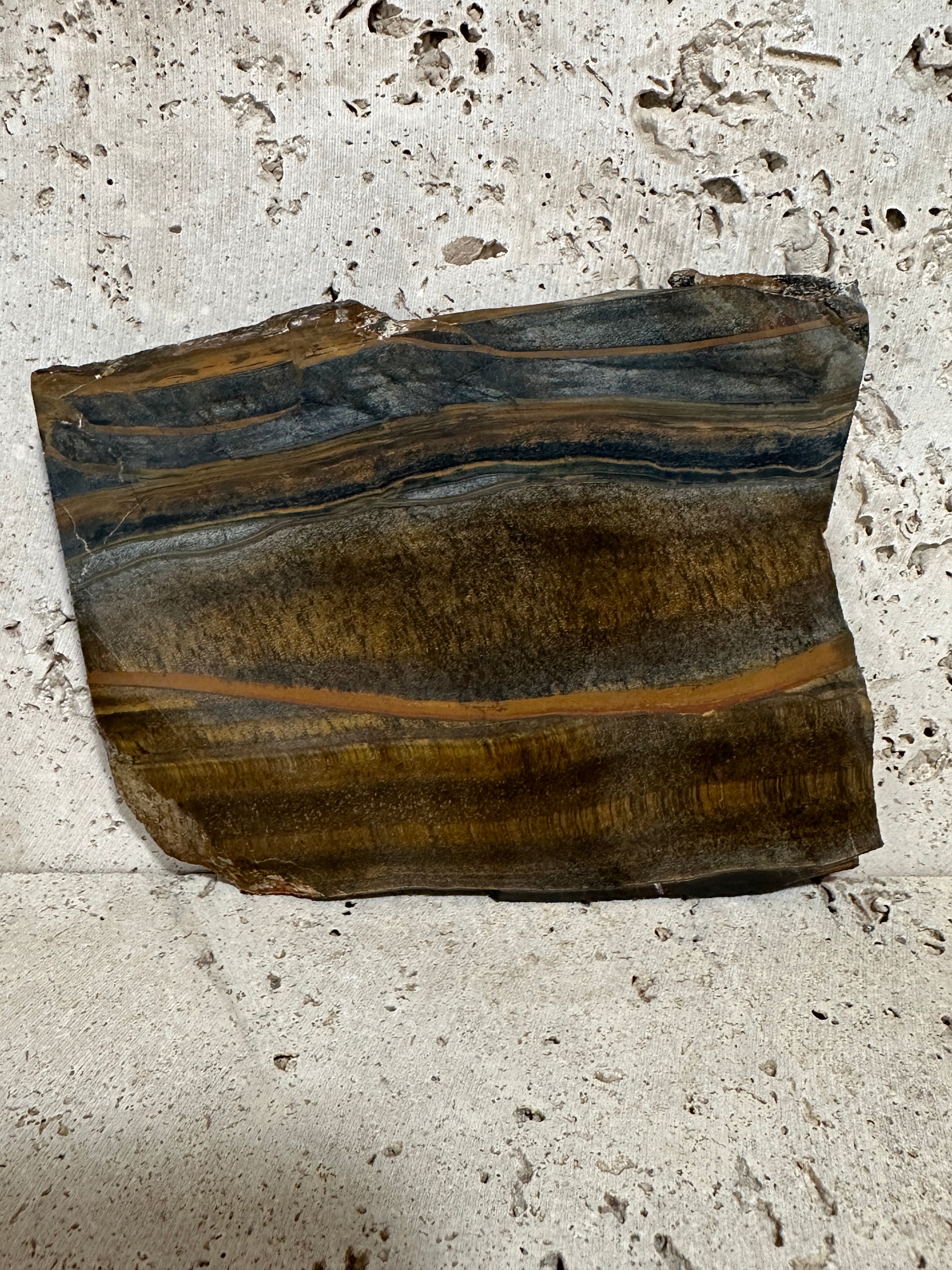 Blue and Yellow Tiger Eye Slab-large unpolished 4.5 x 5.5 inch stone for lapidary use