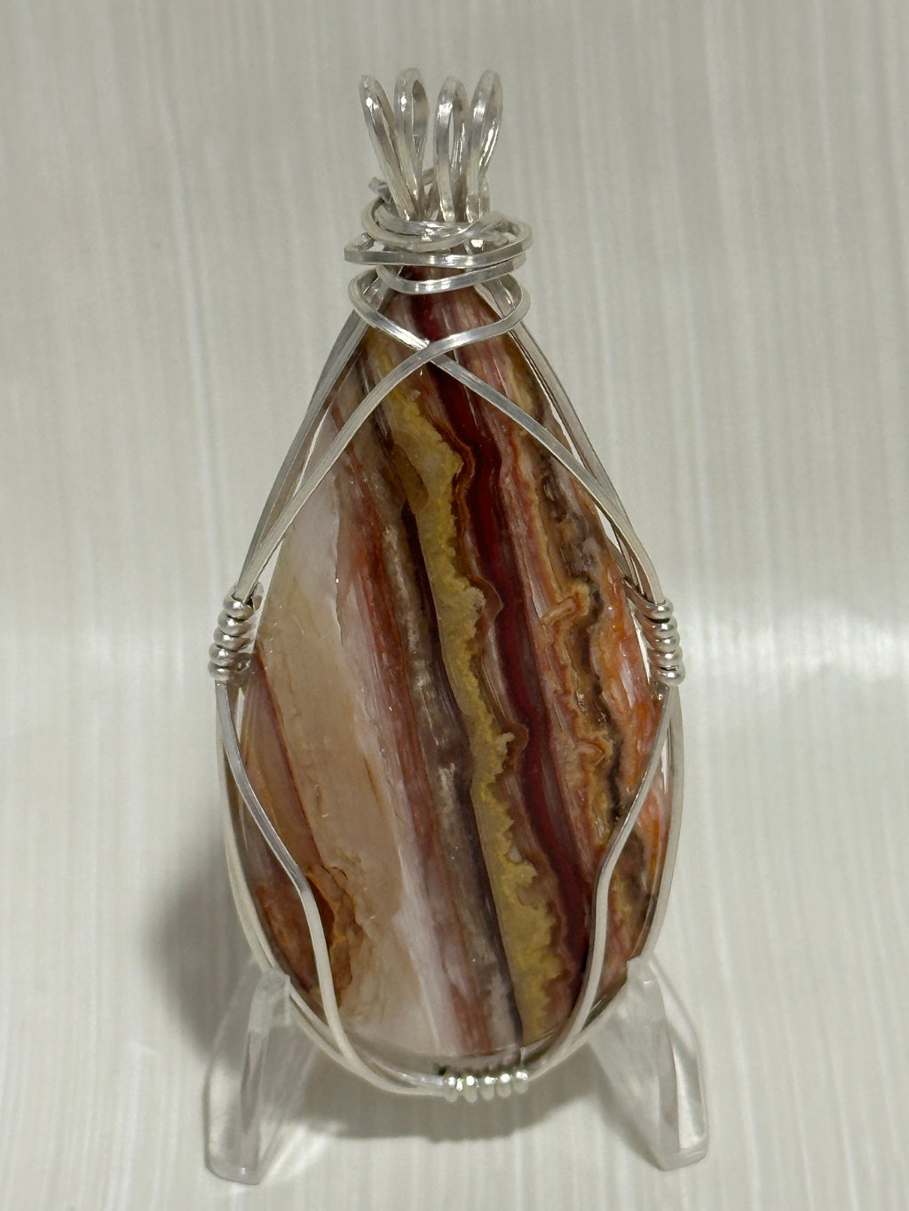 Candy & Wildfire Opal Pendant-ULTRA RARE Hyalite-Hand Cut Polished Designer Gemstone Wrapped in Tarnish Resistant Argentium Silver