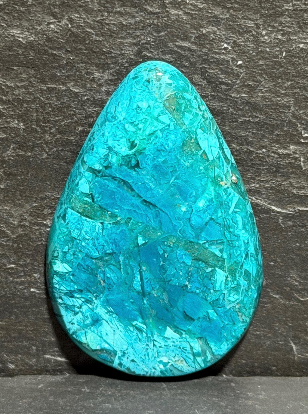 Inspiration Mine Gem Silica Cabochon, Chrysocolla Chalcedony, Large Blue Teardrop, Arizona Collector Gemstone