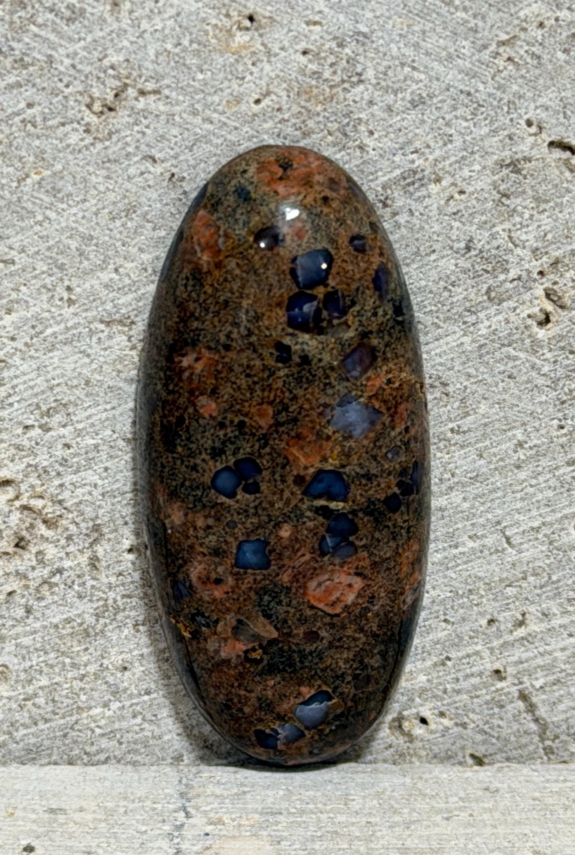 Llanite Skinny Oval Cabochon, Blue Quartz Rhyolite, Wire Wrapping Stone, Hand Polished Gemstone
