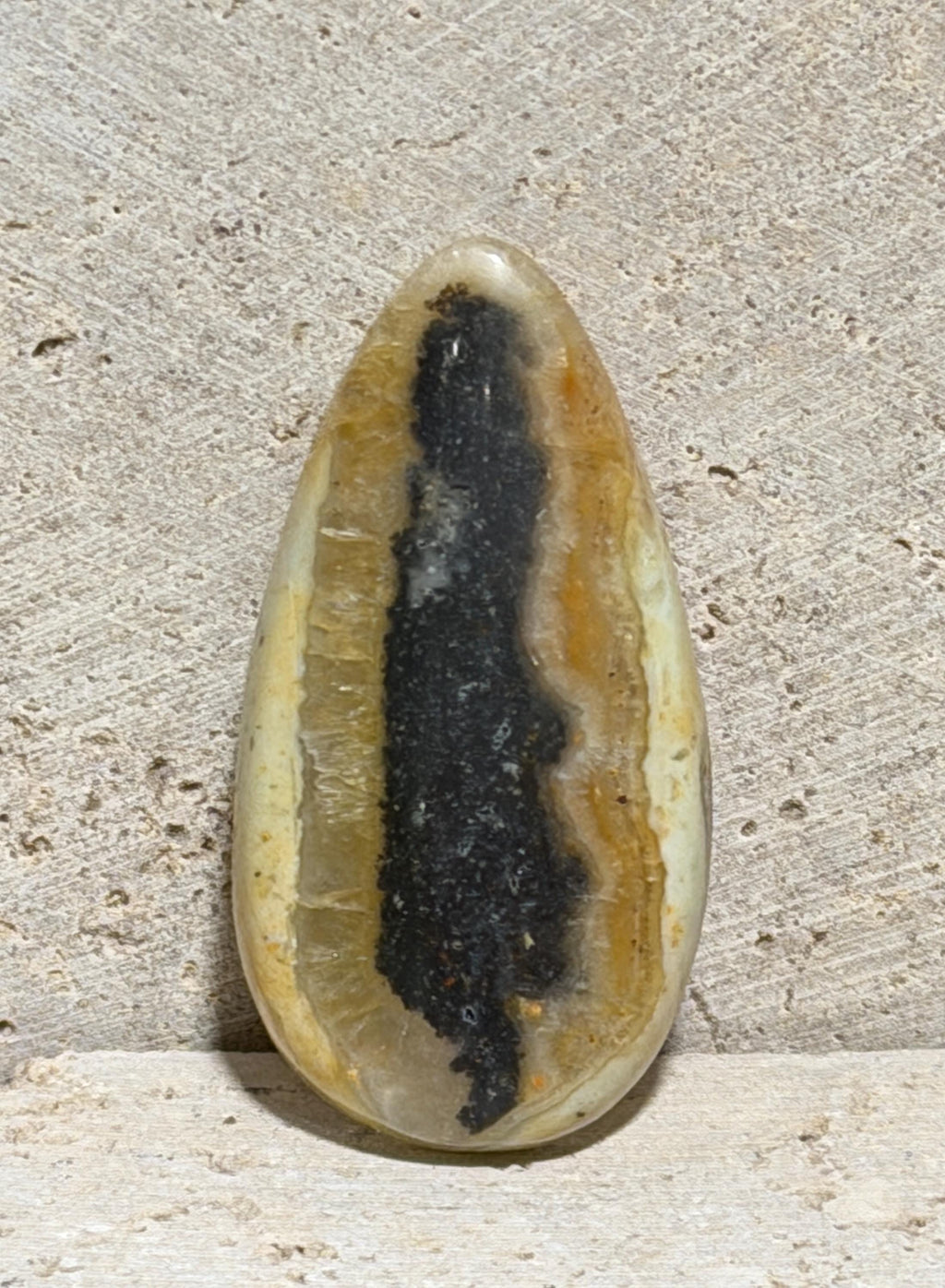 Ocean Picture Jasper Cabochon, Black Matrix, Translucent Jasper, Hand Cut Gemstone, Large Statement Cabochon, One of a Kind