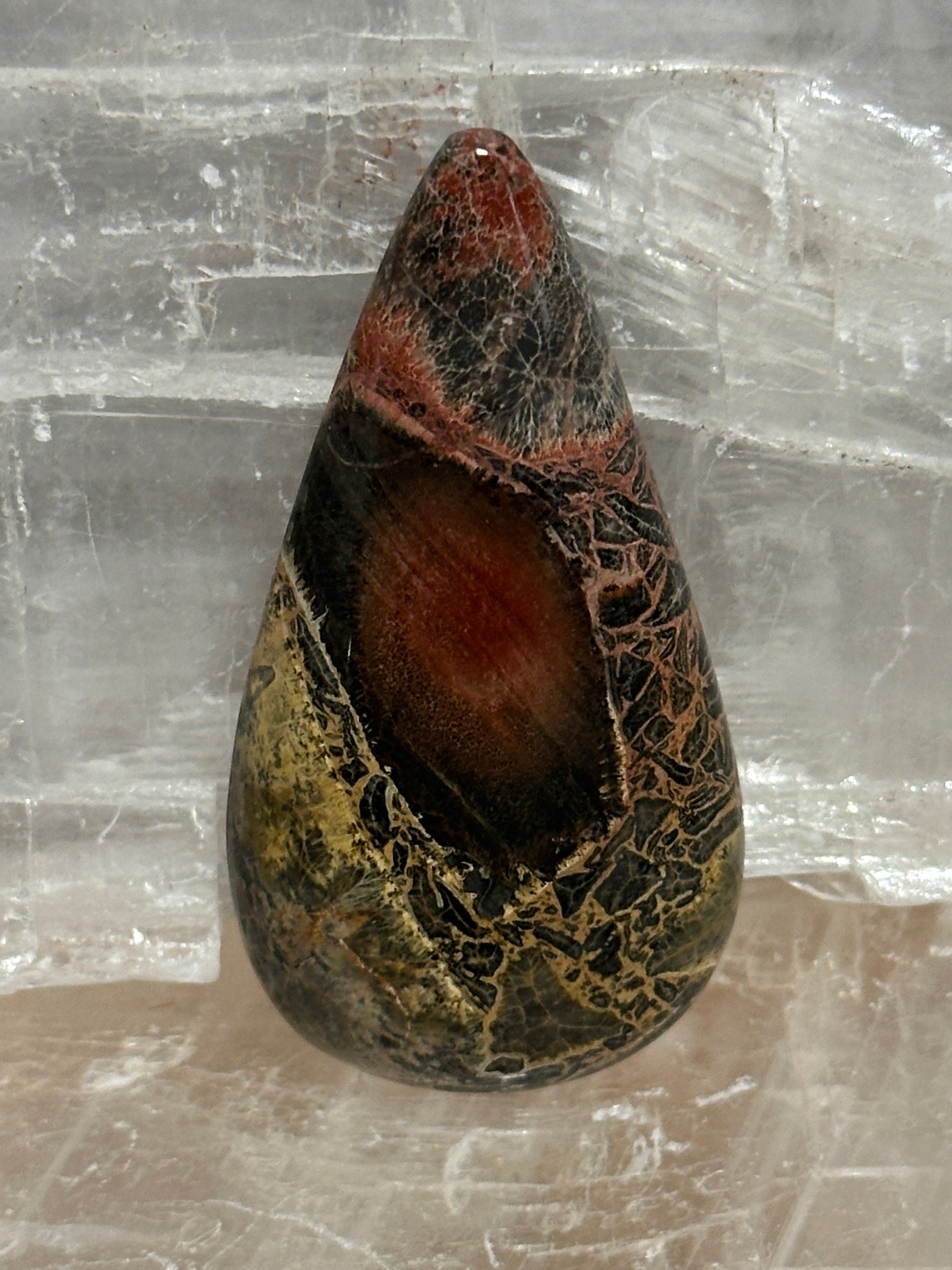 Galaxy-Orbicular Rhyolite-Large Eye Teardrop Cabochon