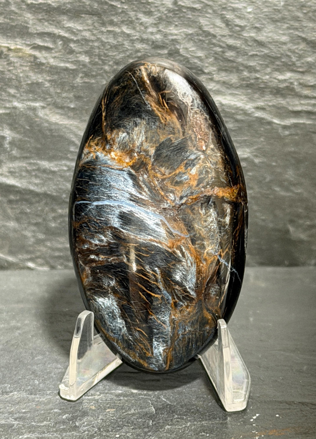 Pietersite Cabochon, Stunning Blue Gold Pietersite, Large Oval Gemstone, Chatoyant Pietersite, Statement Cabochon, 47mm Natural Stone