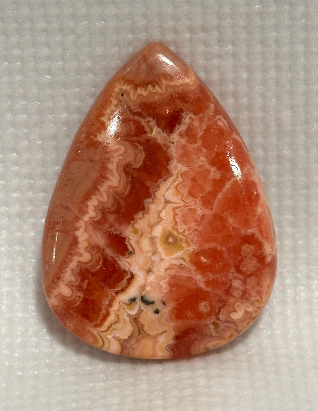 Rhodochrosite cabochon, creamy banding and GEMMY, for jewelry making