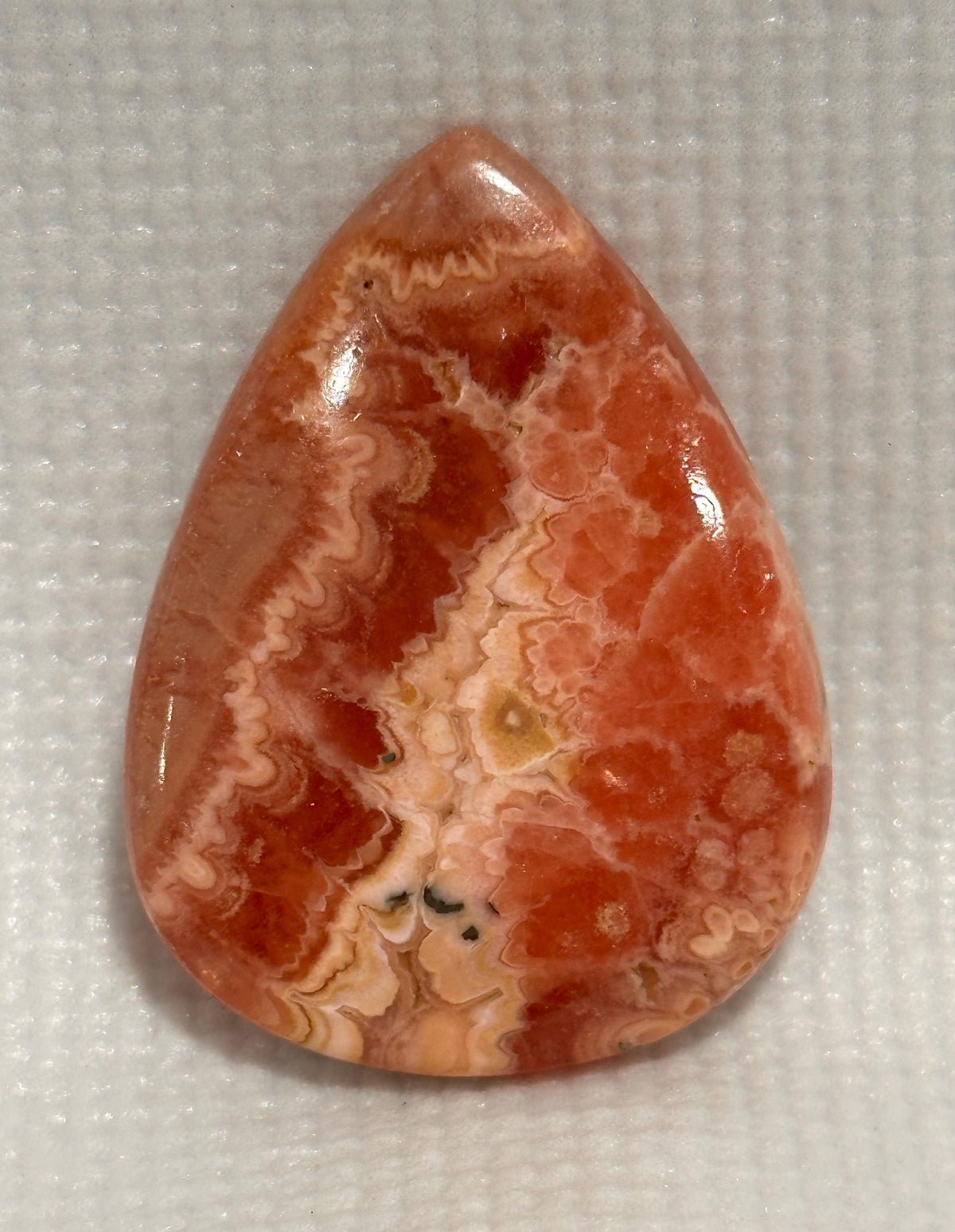 Rhodochrosite cabochon, creamy banding and GEMMY, for jewelry making