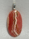 Rhodochrosite pendant, sterling silver plated bail