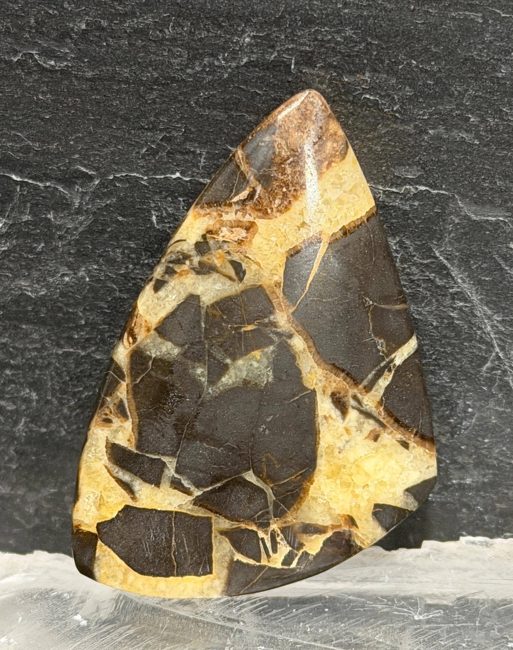 Utah Septarian Cabochon, Large Freeform Gemstone, Golden Calcite & Dark Septarian, Hand Cut Lapidary Cab, Jewelry Making Stone